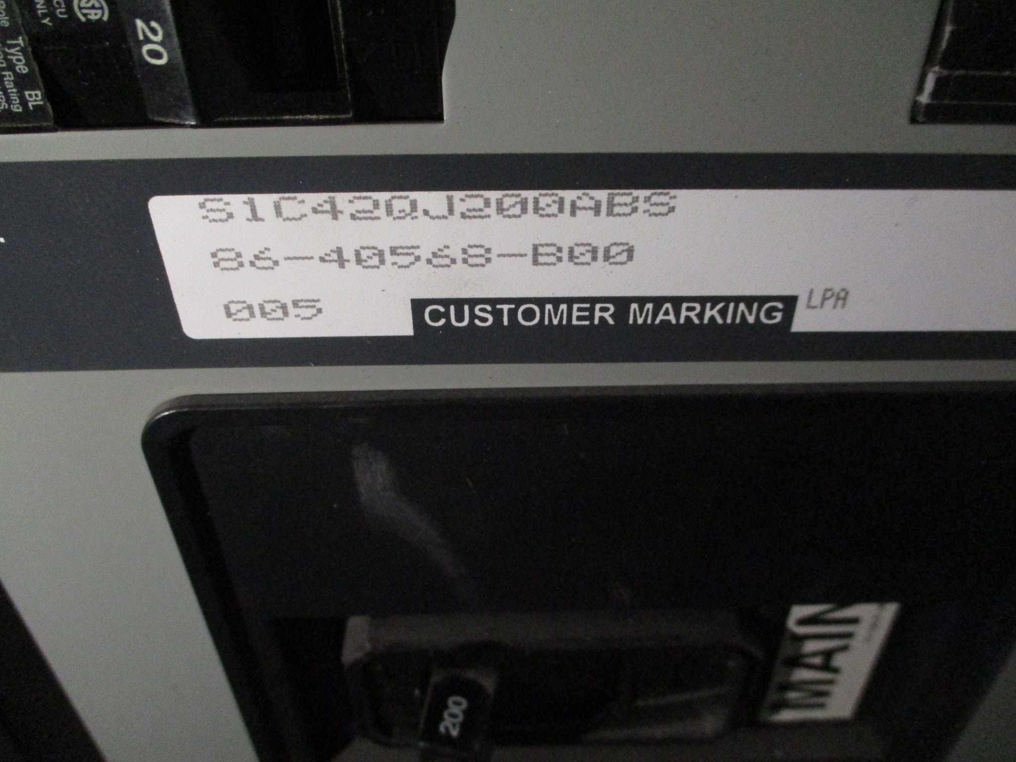 Siemens Main Breaker Circuit Breaker Panel S1C42QJ200ABS 250A Max, 200A Main
