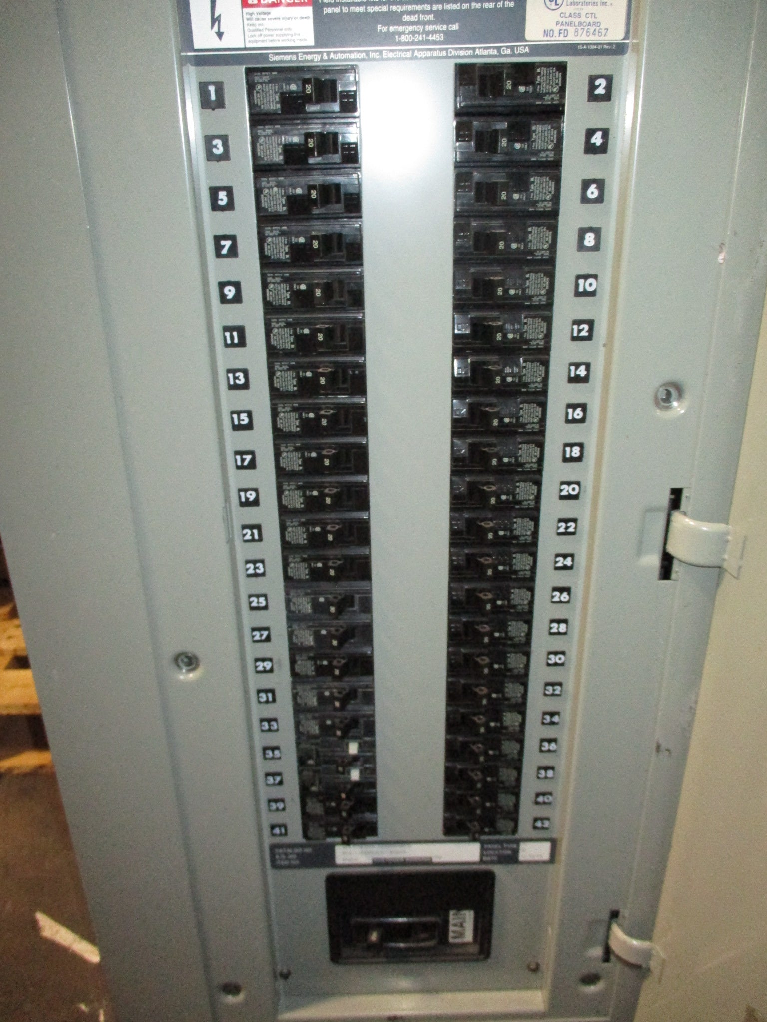 Siemens Main Breaker Circuit Breaker Panel S1C42QJ200ABS 200A Main, 250A Max