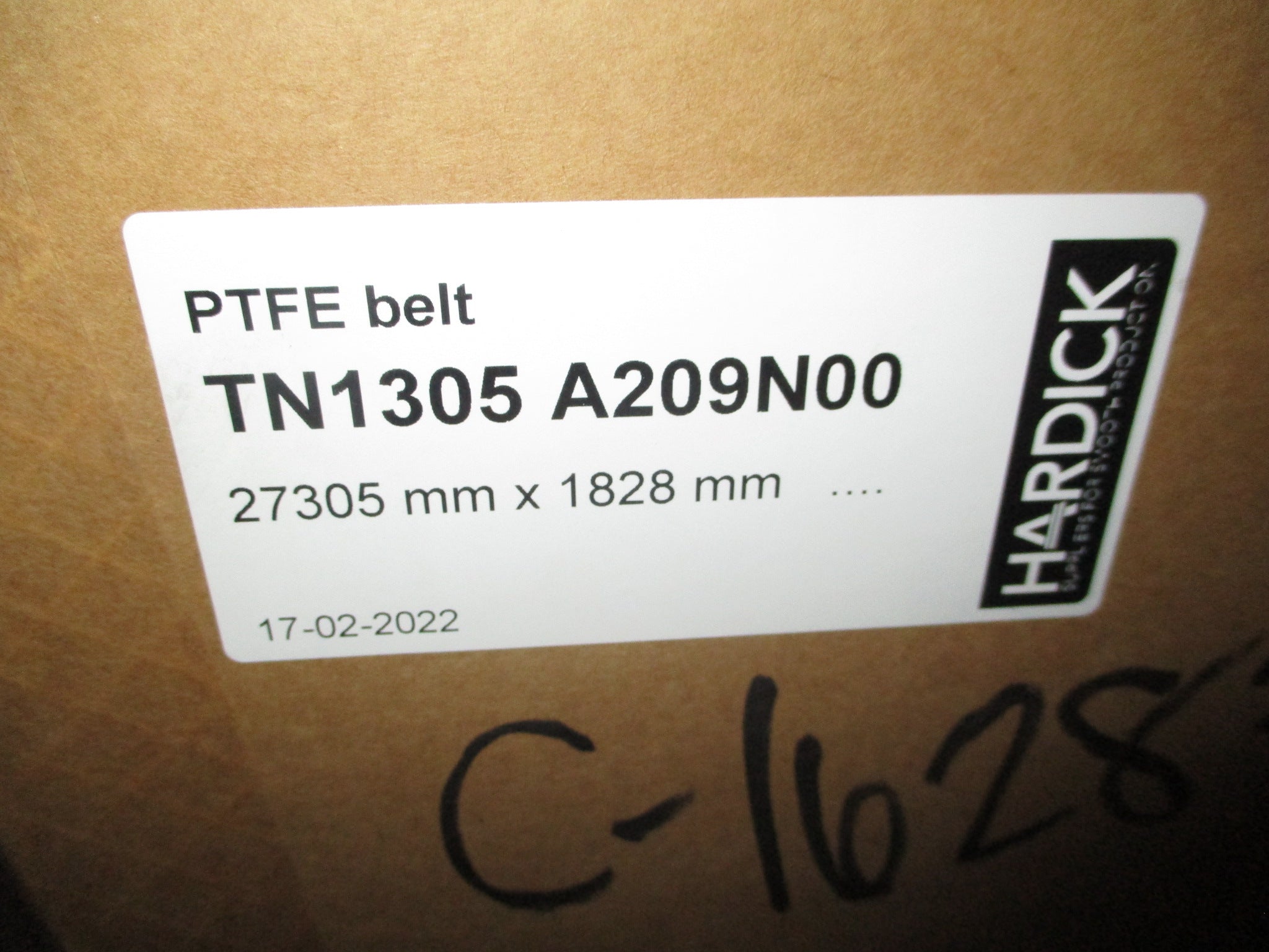 Hardick PTFE Belt TN1305 A209N00 Width: 1828mm Length: 27,305mm New Surplus