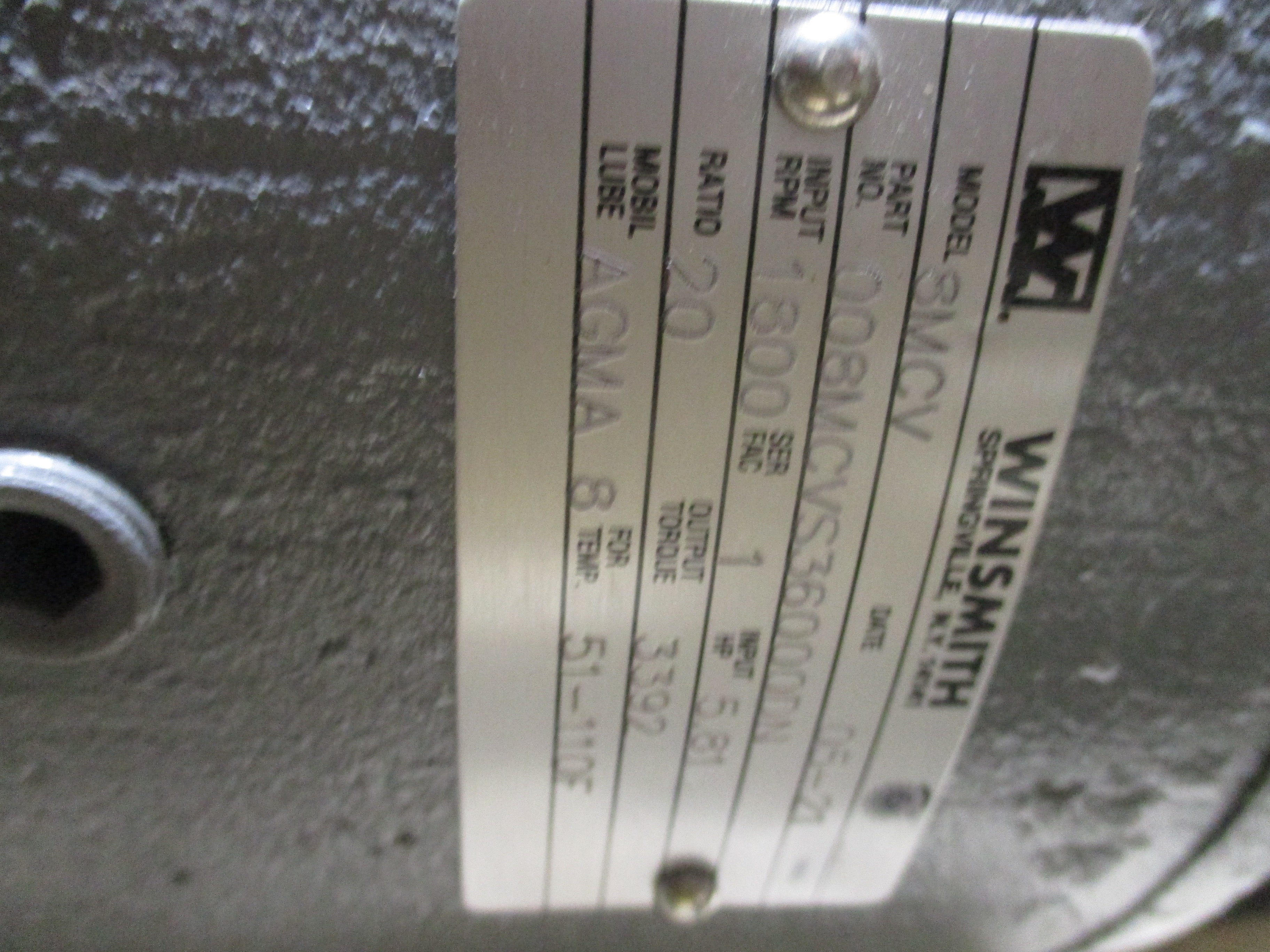 Winsmith 8MCV Gear Reducer 008MCVS36000DM Ratio:20 5.81HP 1800RPM In Torque:3392 * No Box * New Surplus