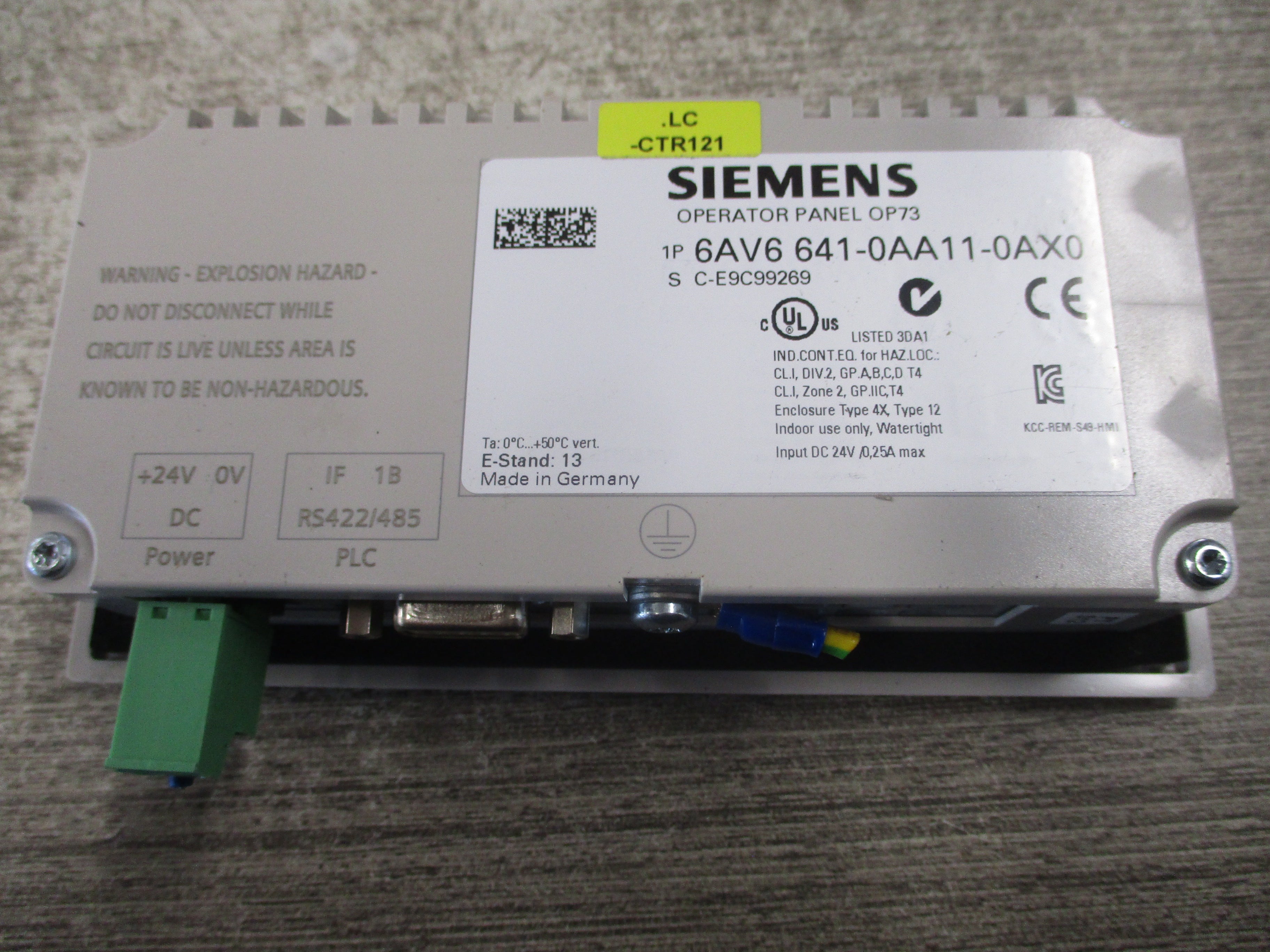 Siemens Simatic OP73 Operator Panel 6AV6 641-0AA11-0AX0 Used