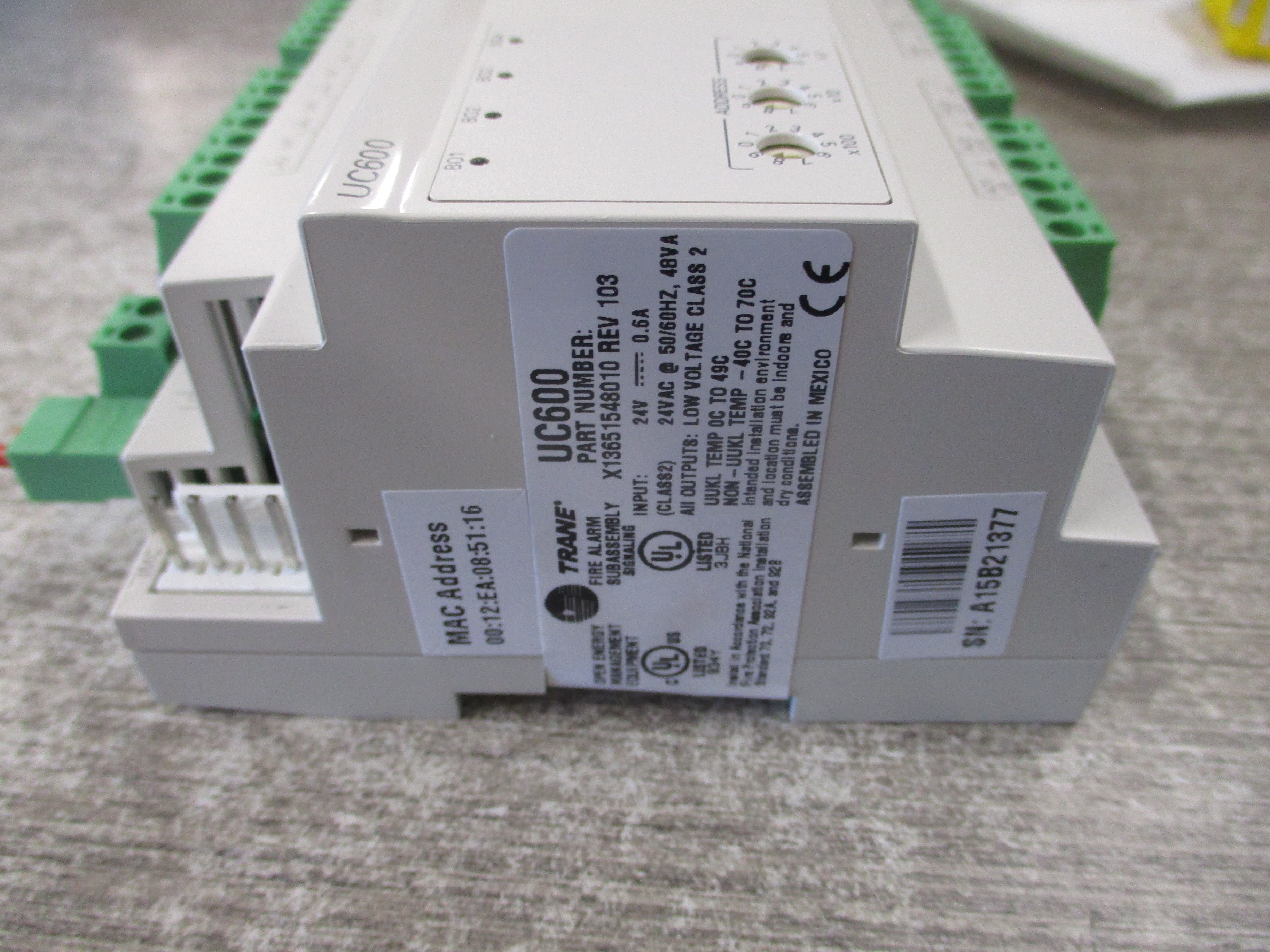 Trane UC600 Controller X13651548010 Rev. 103 24VAC 24VDC Used