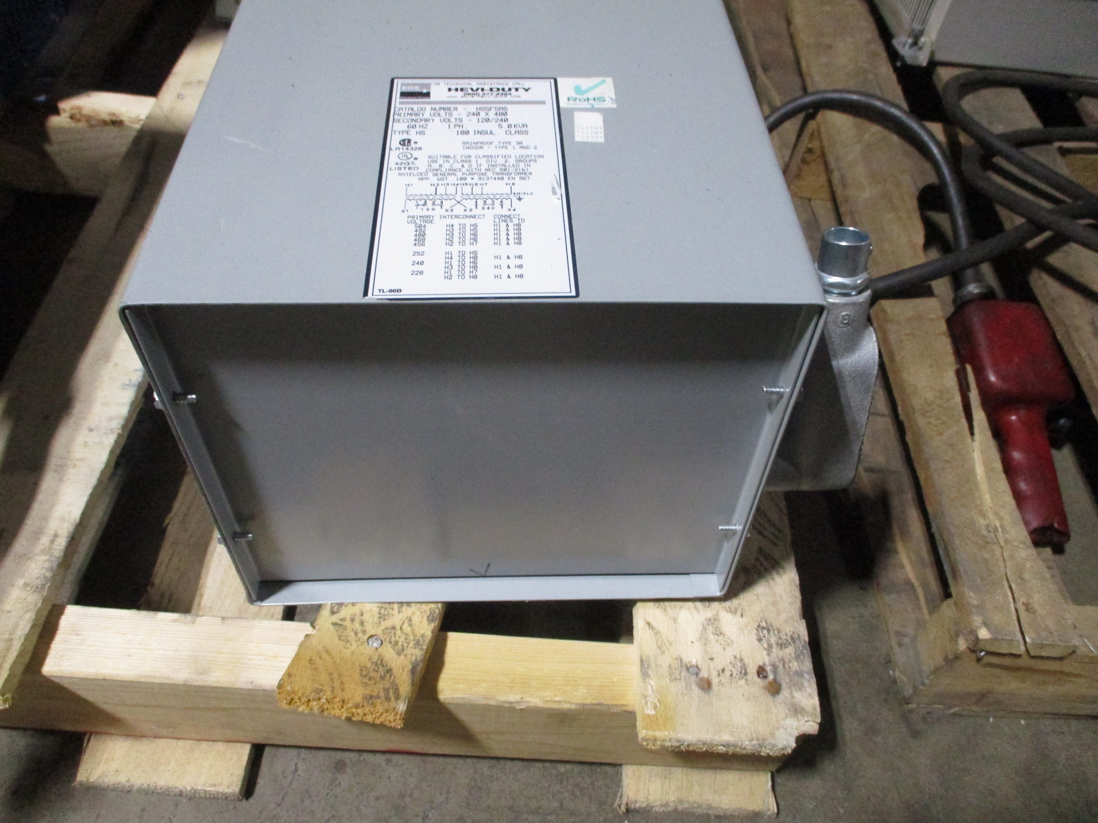 Hevi-Duty 3R Transformer HS5F5AS 5kVA Pri: 240/480V Sec: 120/240V 1Ph 60Hz Used