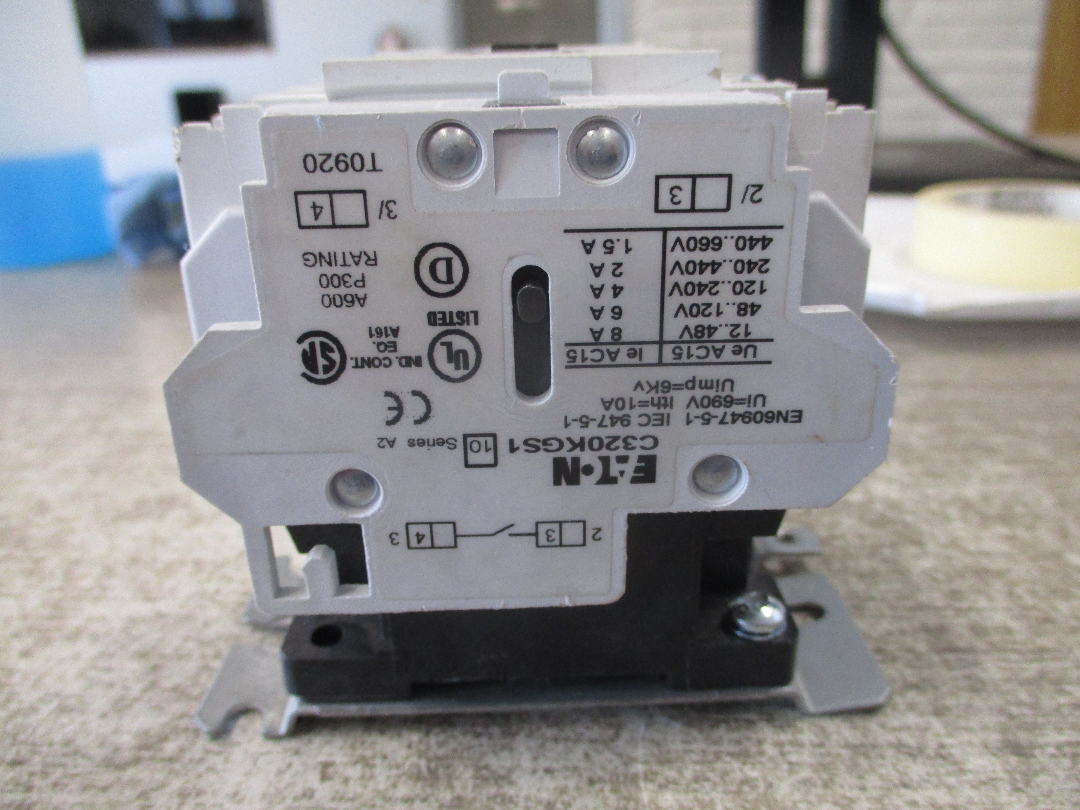 Eaton Lighting Contactor CN35DN3 Ser. B1 120V Coil 30A W/Aux Contact Used