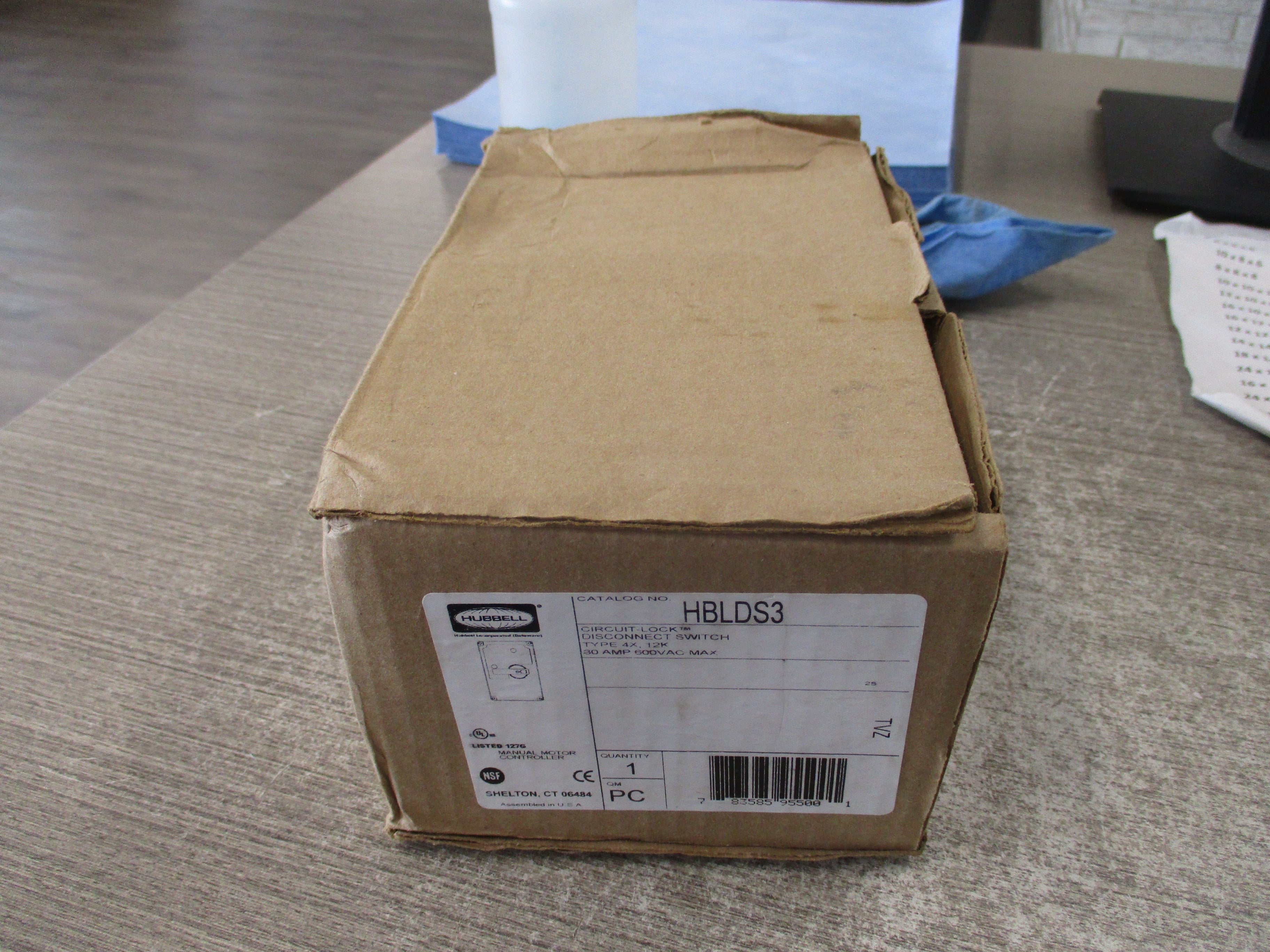 Hubbell Circuit-Lock Disconnect Switch HBLDS3 30A 600V Type 4X, 12K Enclosure New Surplus