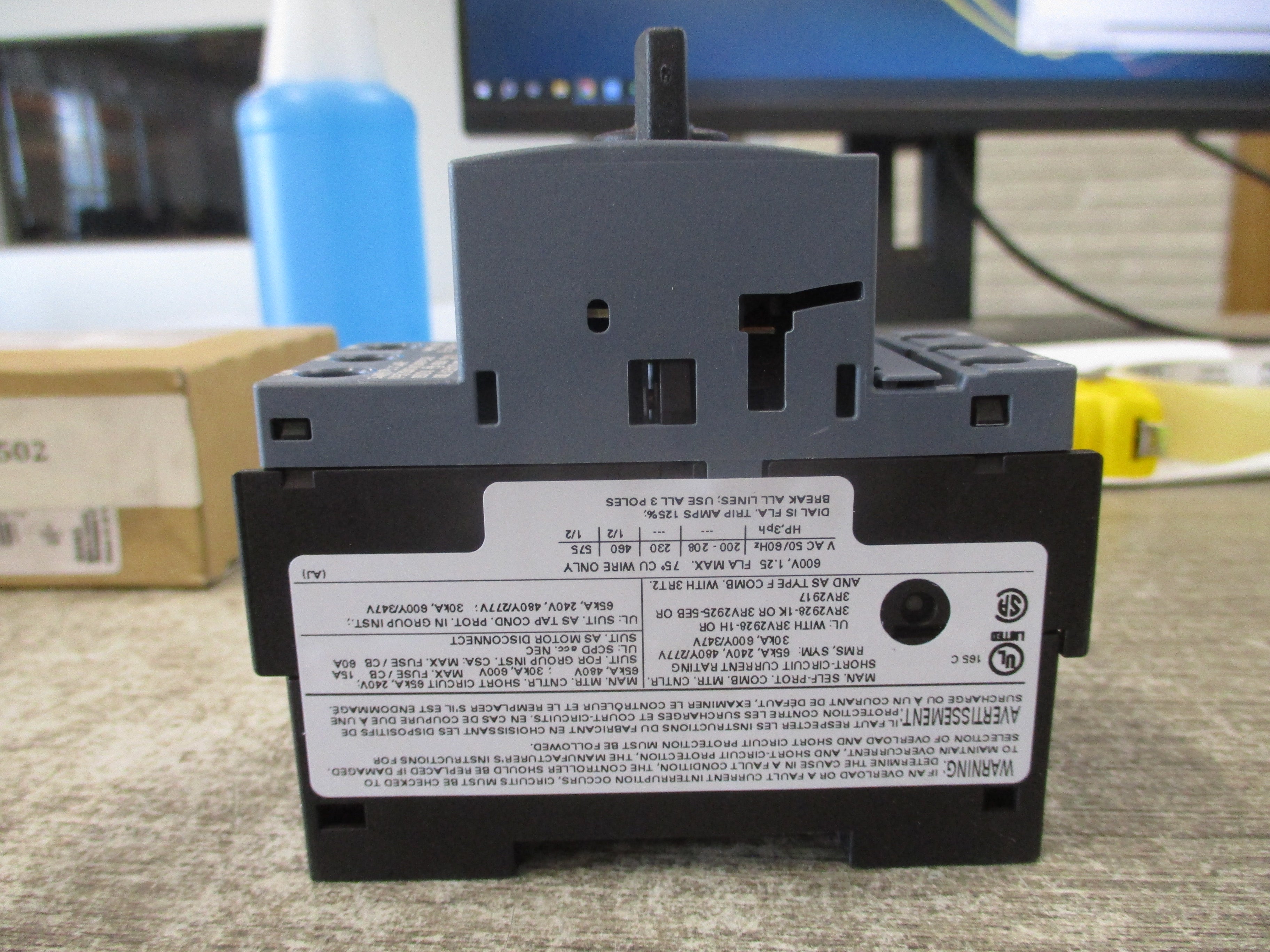 Siemens Manual Motor Protector 3RV2011-0KA10 Trip: 0.9-1.25A New Surplus