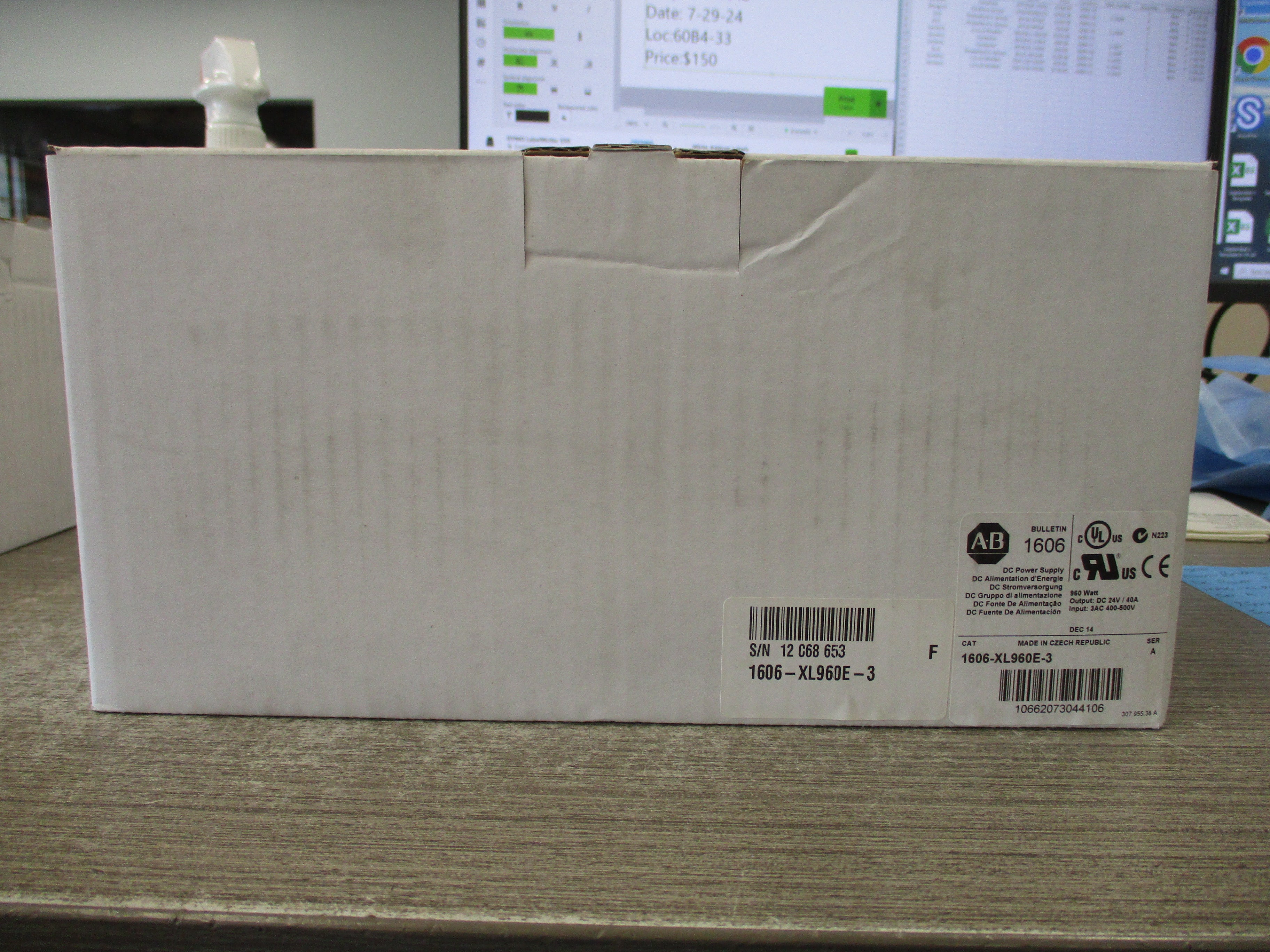 Allen-Bradley DC Power Supply 1606-XL960E-3 Ser. A 960W Input: 400-500VAC 3Ph Output: 24VDC 40A New Surplus