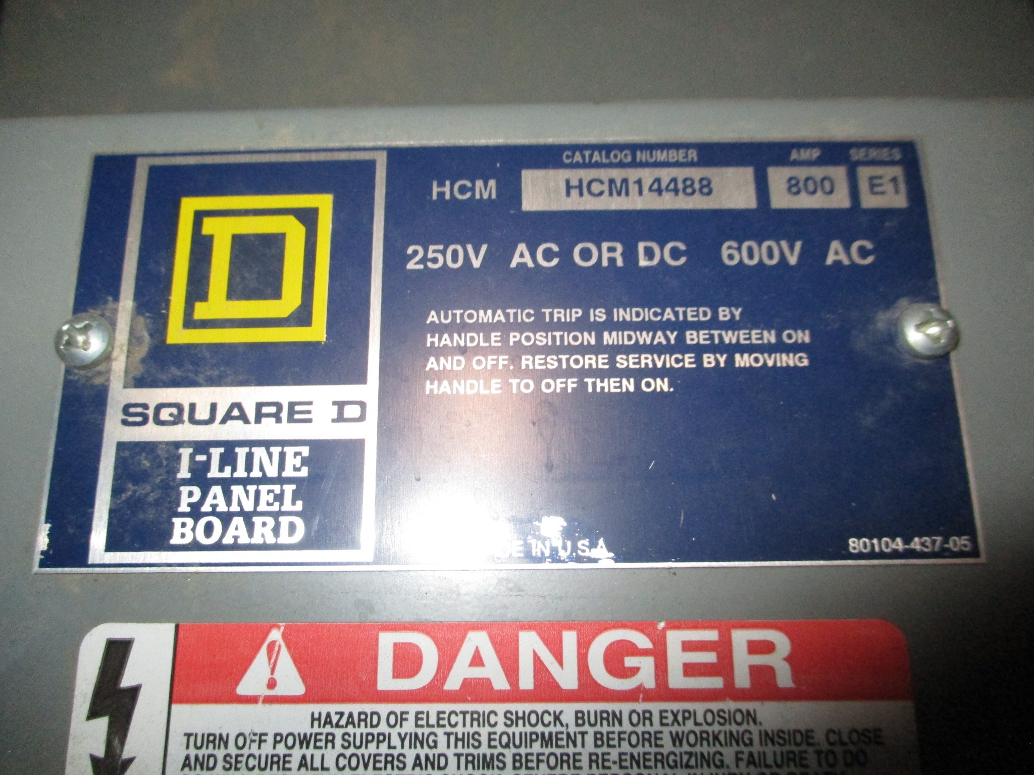 Square D I-Line Panelboard Interior HCM14488 Ser. E1 800A 600V Used