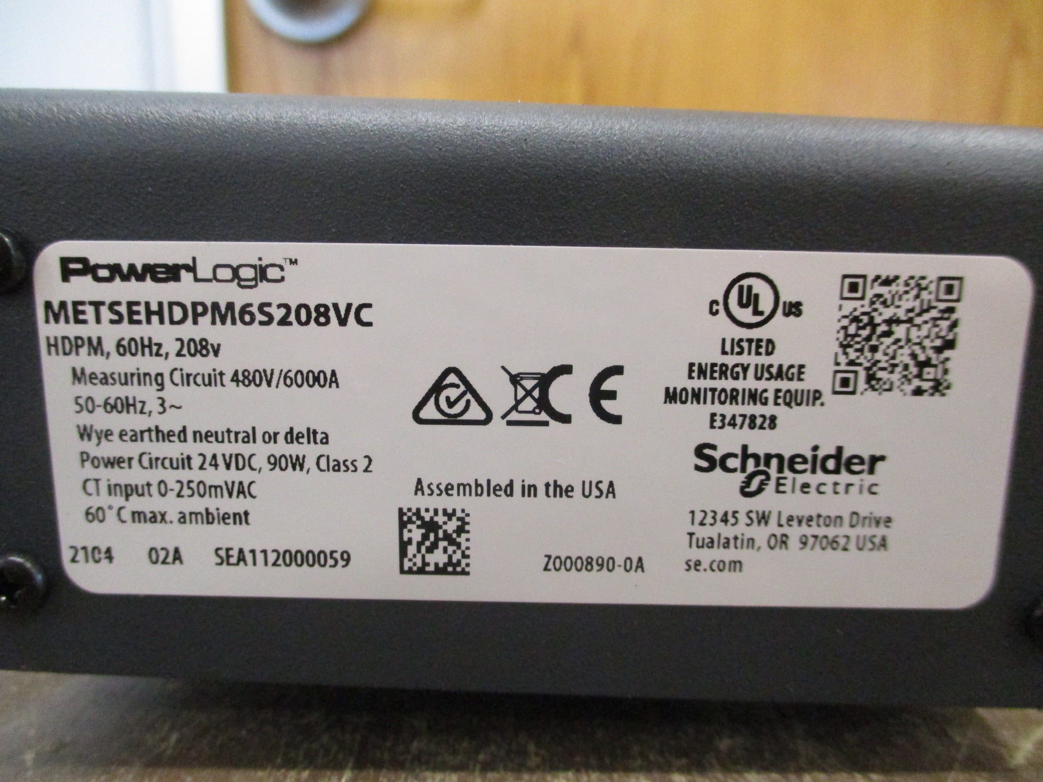 Schneider Electric PowerLogic HDPM6000 Base Unit METSEHDPM6S208VC 480V
