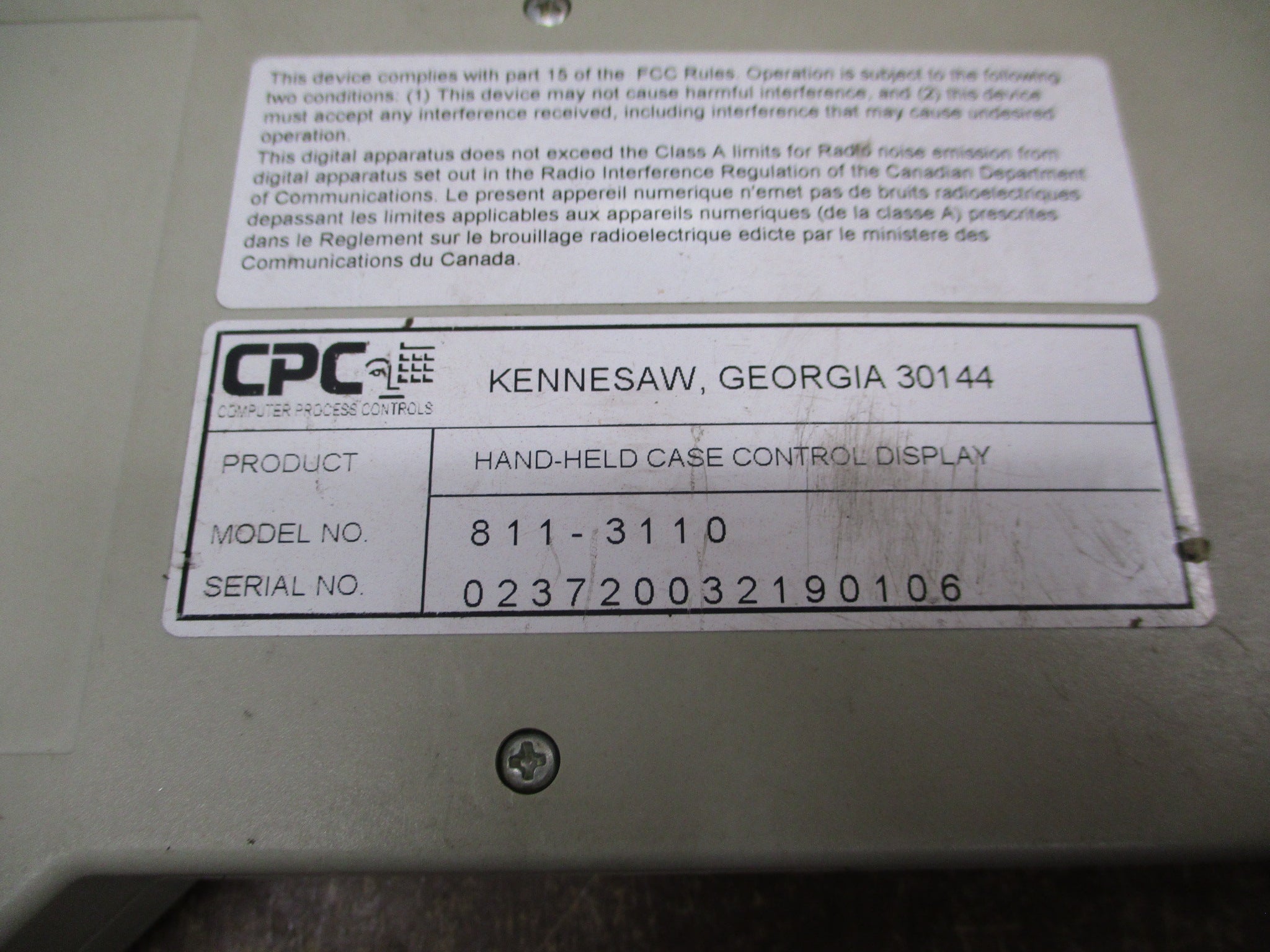 CPC Hand-Held Case Control Display 811-3110 Used