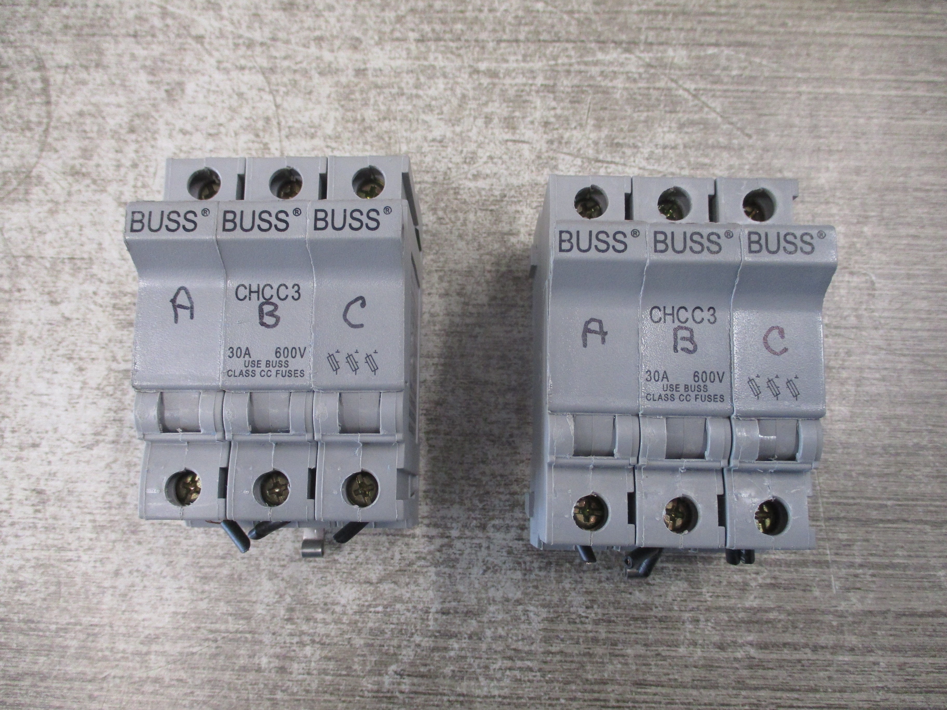 Buss Fuseholder CHCC3 30A 600V 3P * Lot of 2 * Used