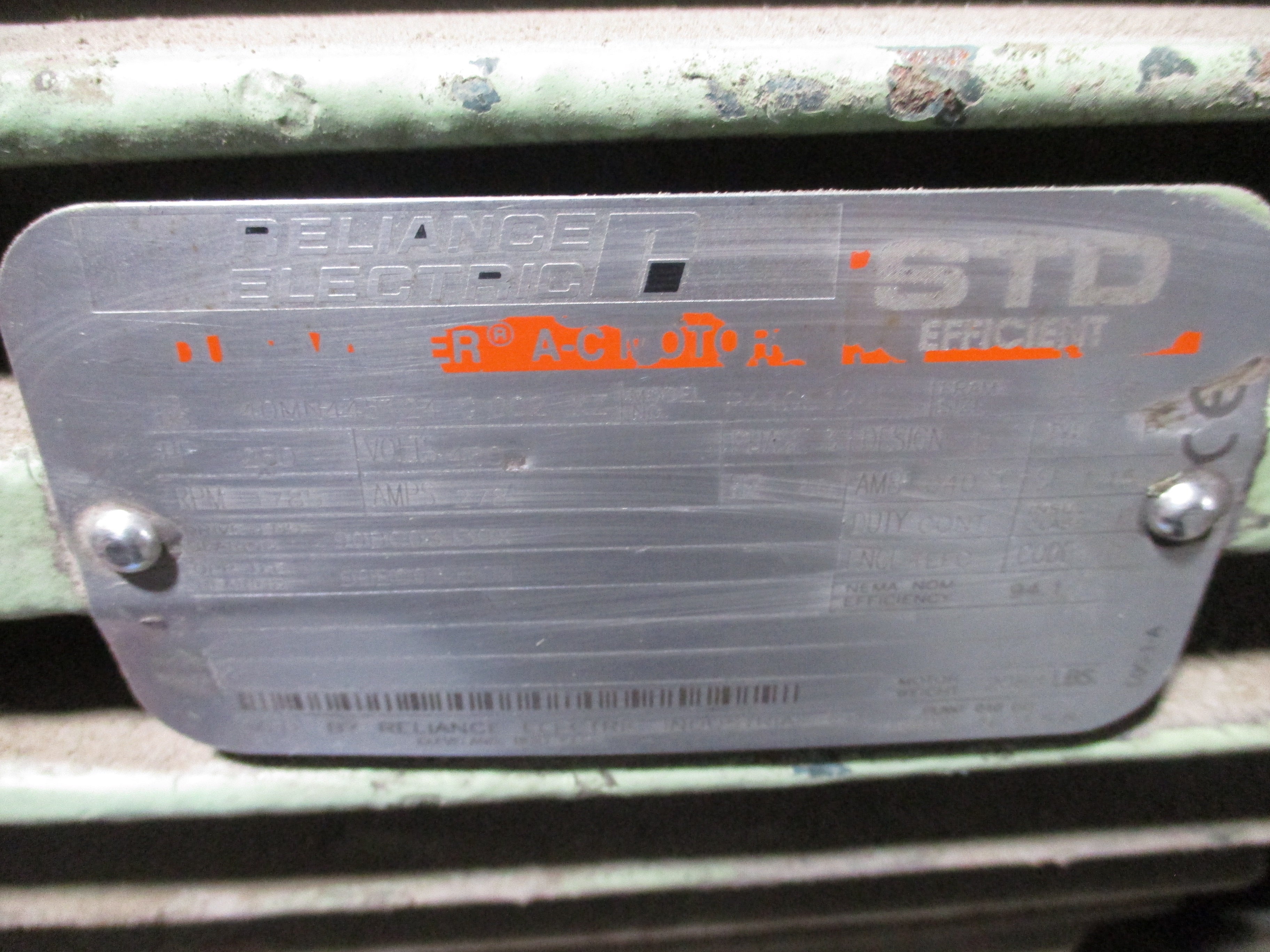 Reliance Electric Motor 447TS 250HP 460V 1800RPM 278A Enclosure: TEFC Frame: 447