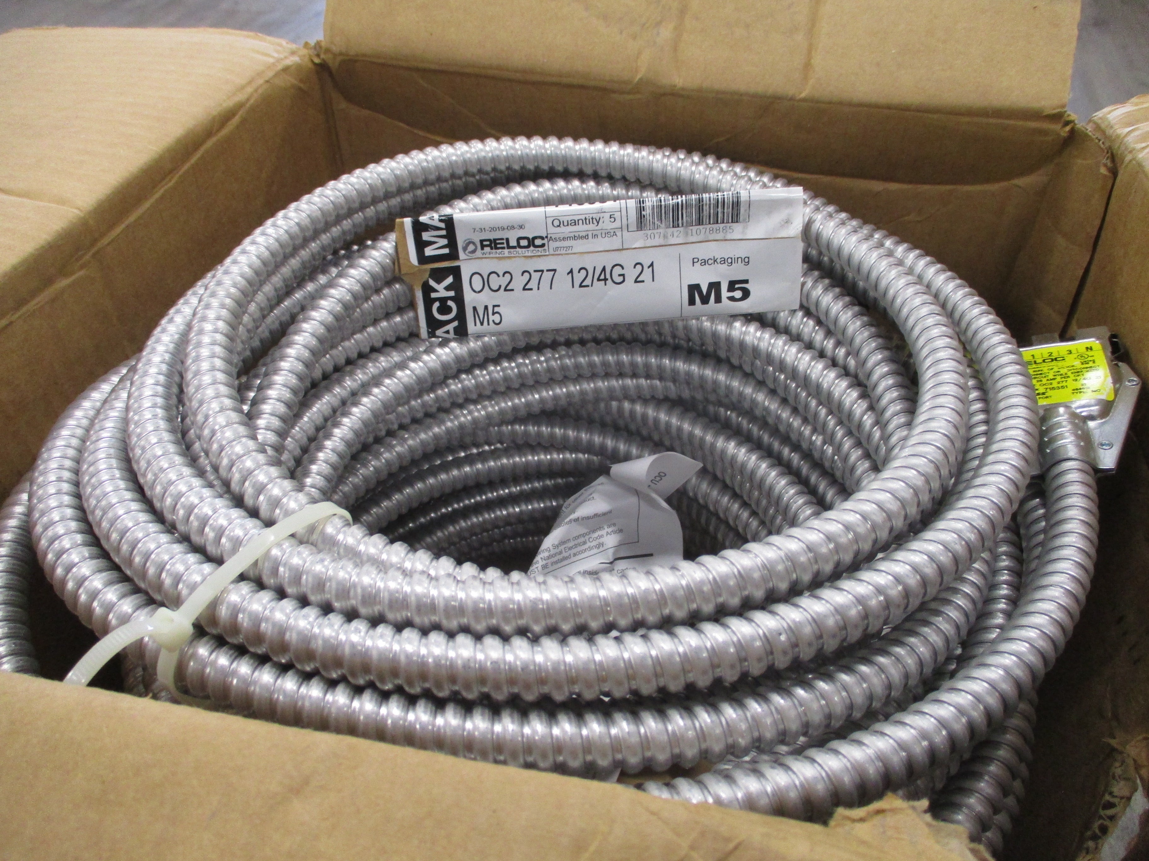 Reloc Onepass Cable OC2 277 12/4G 21 M5 277V 21 Ft *Box Of 5* New Surplus