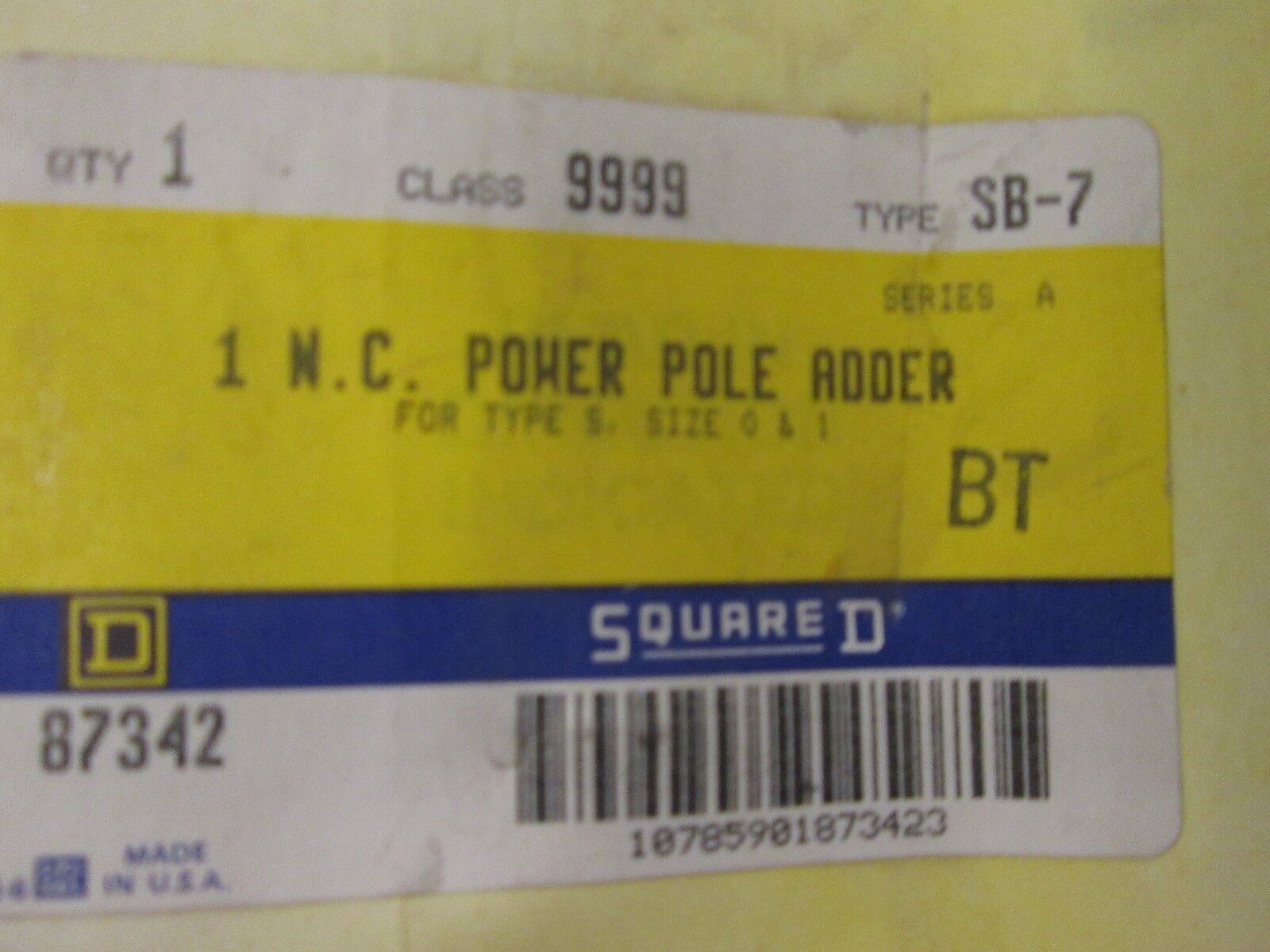 Square D 1 N.C. Power Pole Adder 9999 SB-7 Type S Size 0,1 New Surplus