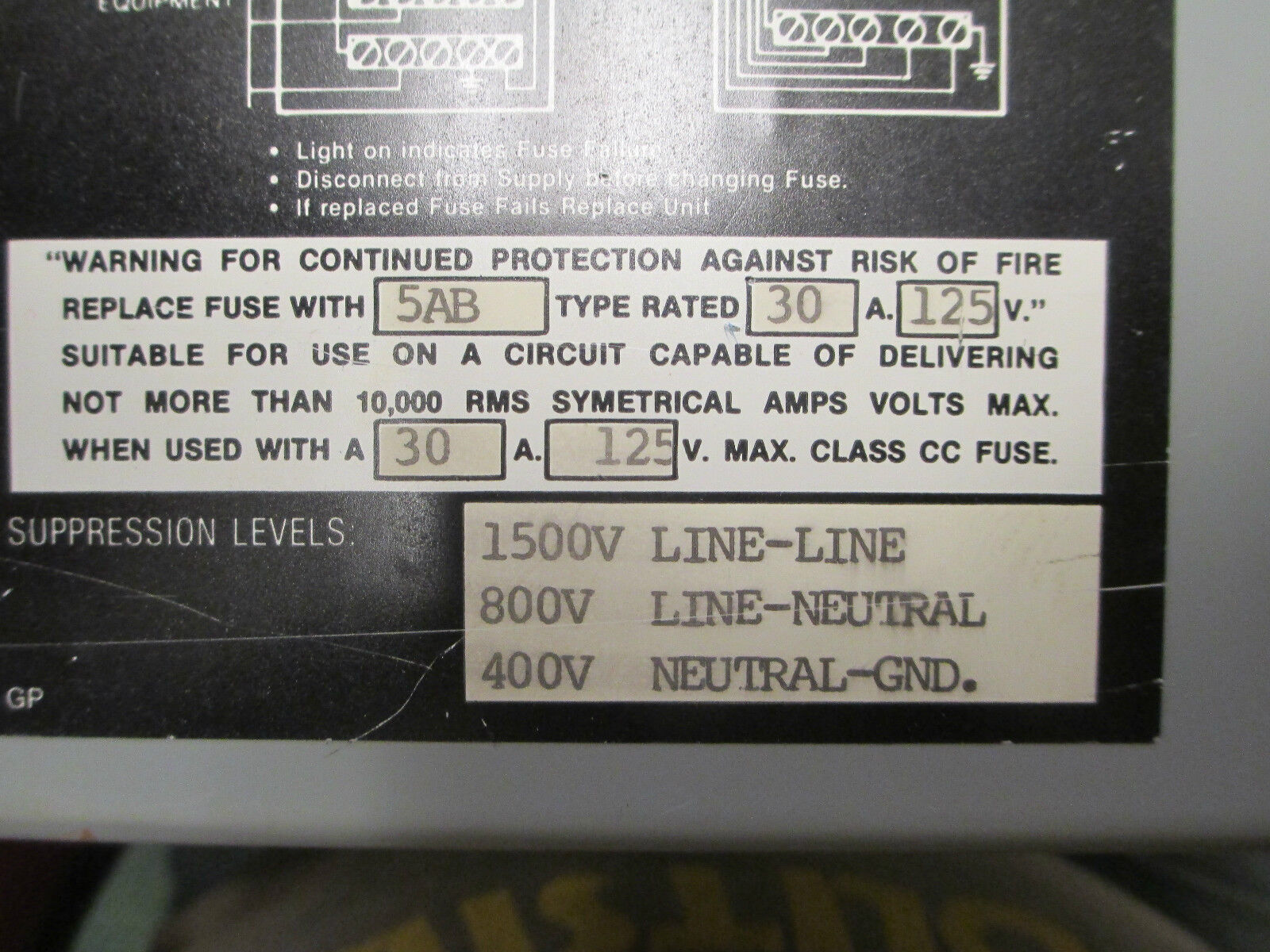 Unisys Transient Voltage Suppressor 57-5303-607, 120/208V 3PH 47-63Hz