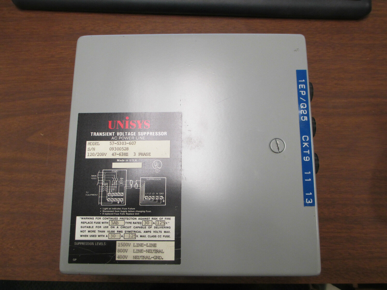 Unisys Transient Voltage Suppressor 57-5303-607, 120/208V 3PH 47-63Hz
