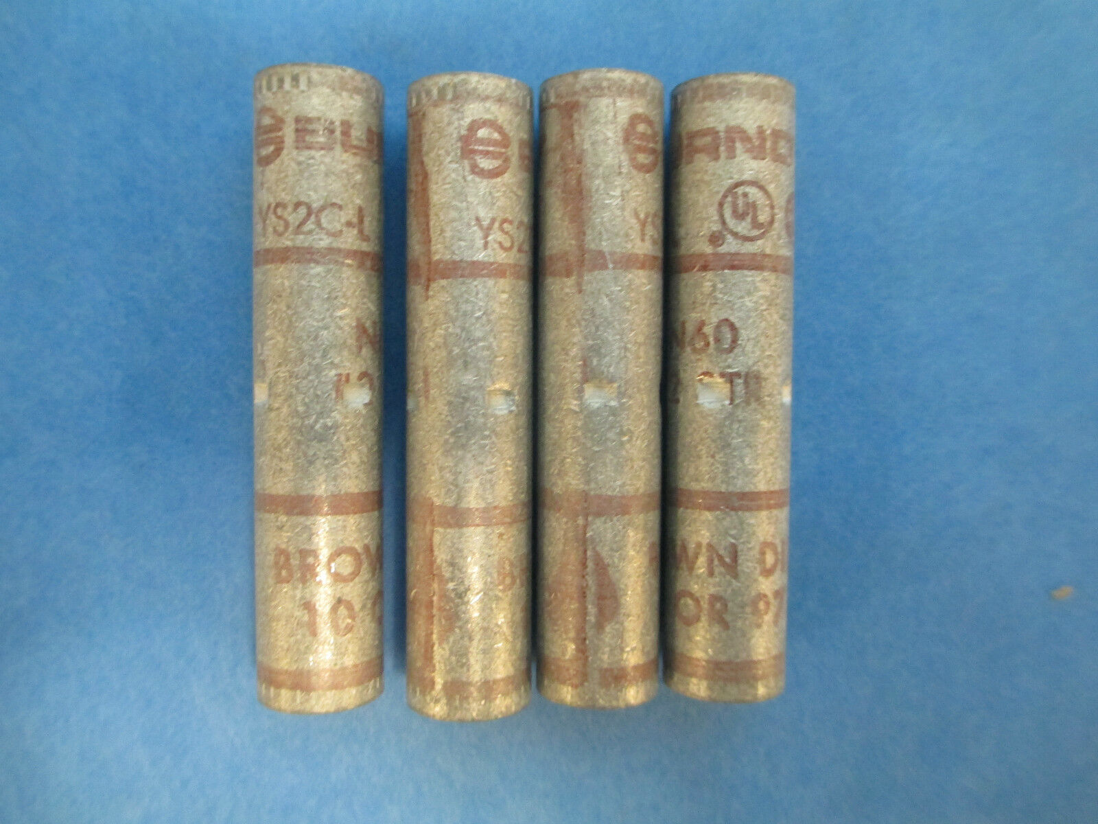 Burndy Crimp Connector YS2C-L N60 2 STR Brown 10 or 97 *Lot of 4* New Surplus