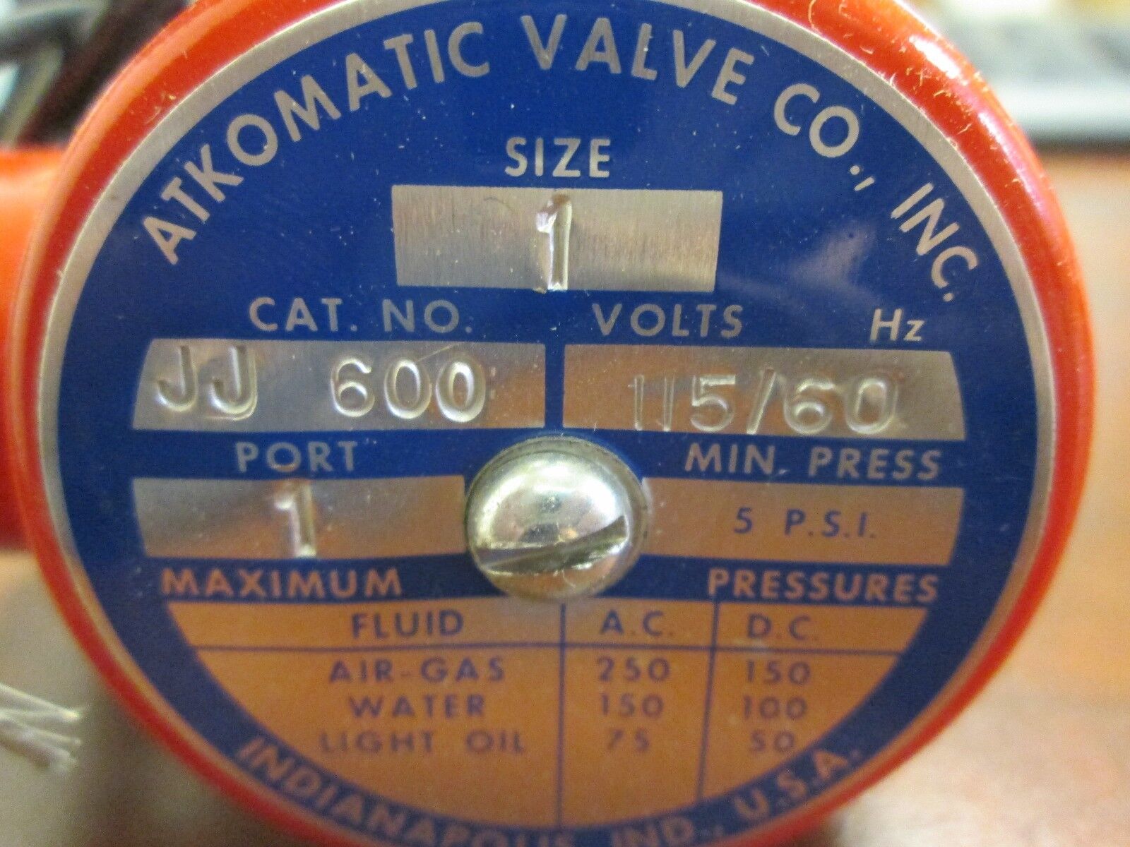 Atkomatic 2-way Solenoid Valve JJ600 Size 1 115V 60Hz New