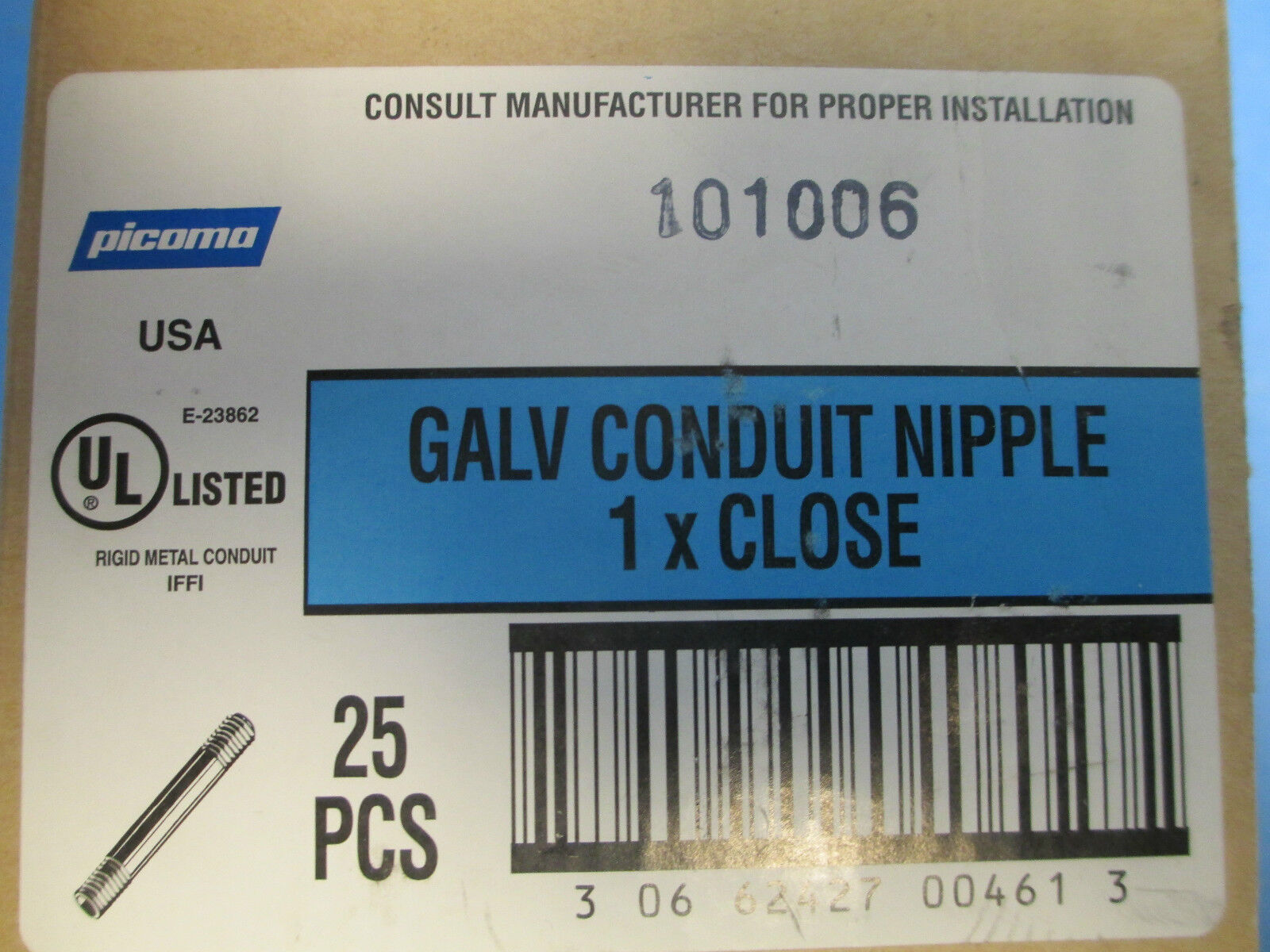 Picomo 1" Steel Counduit Nipple 1"xClose, Lot of 24! New Surplus!