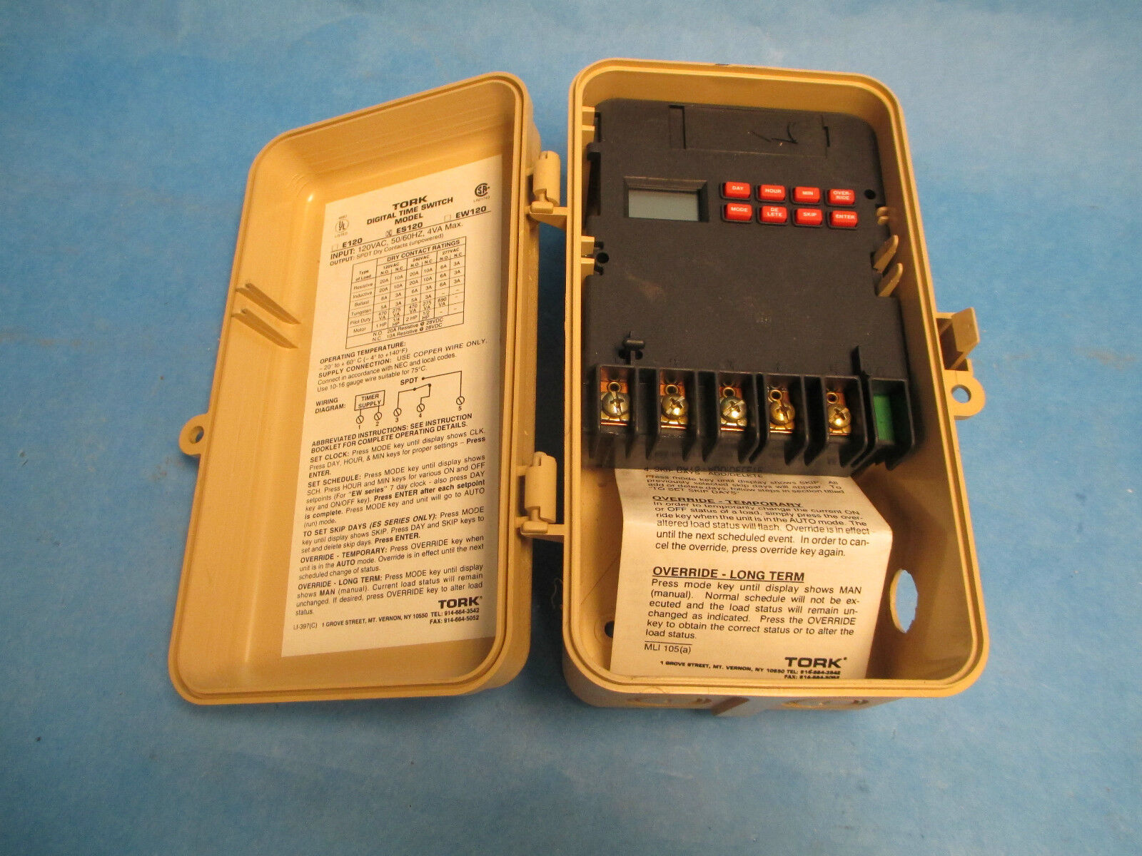Tork Digital Time Switch ES120, 120VAC 50/60Hz 4VA