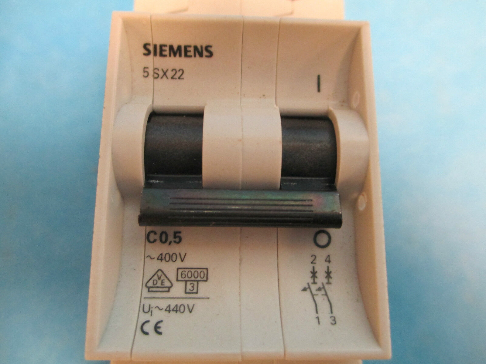 Siemens Circuit Breaker 5SX22 C0,5, 2P .5A 400/440V Used