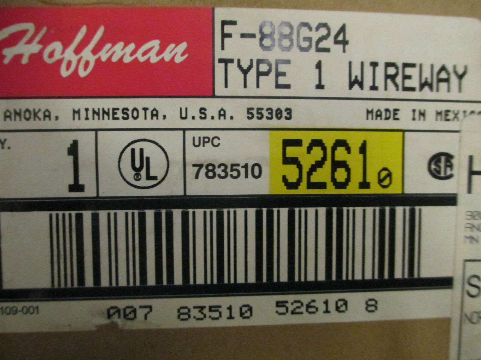 Hoffman Wireway F-88G24, Type 1 8"x8"x24", New in Box!!!