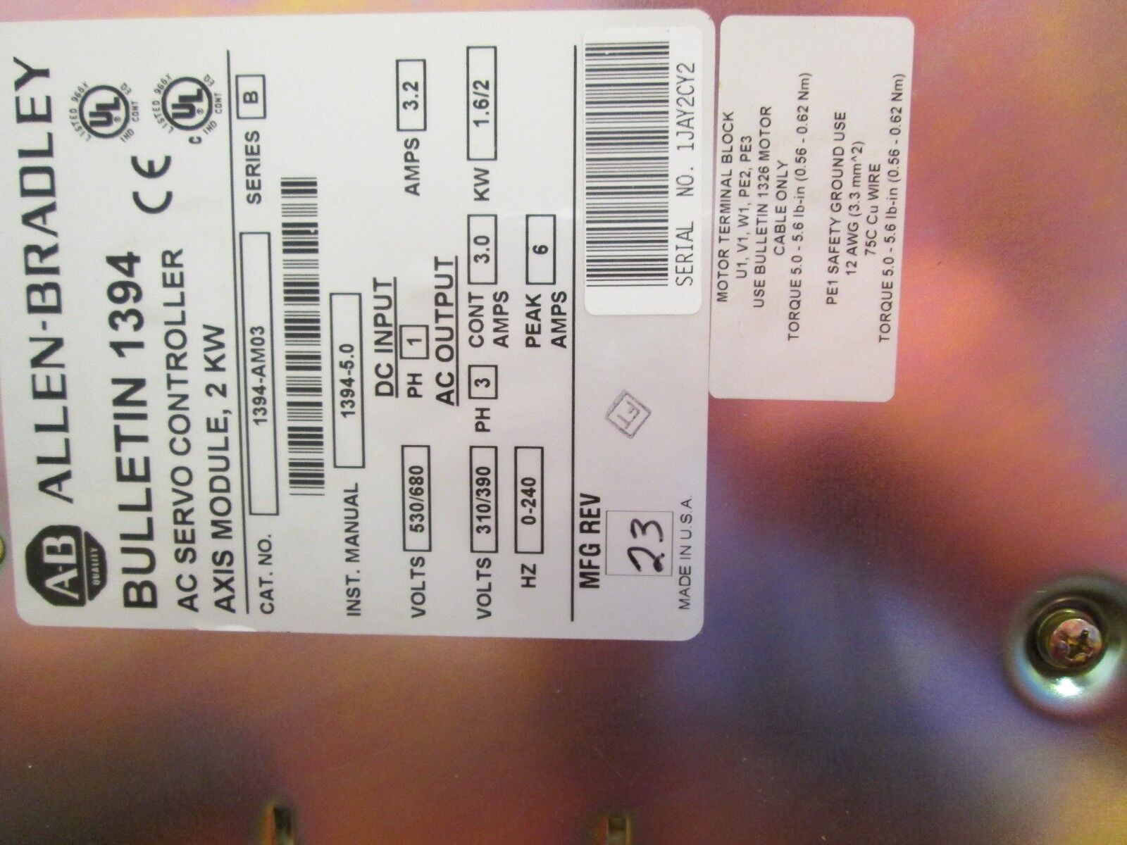 Allen-Bradley AC Servo Controller Axis Module, 1394-AM03