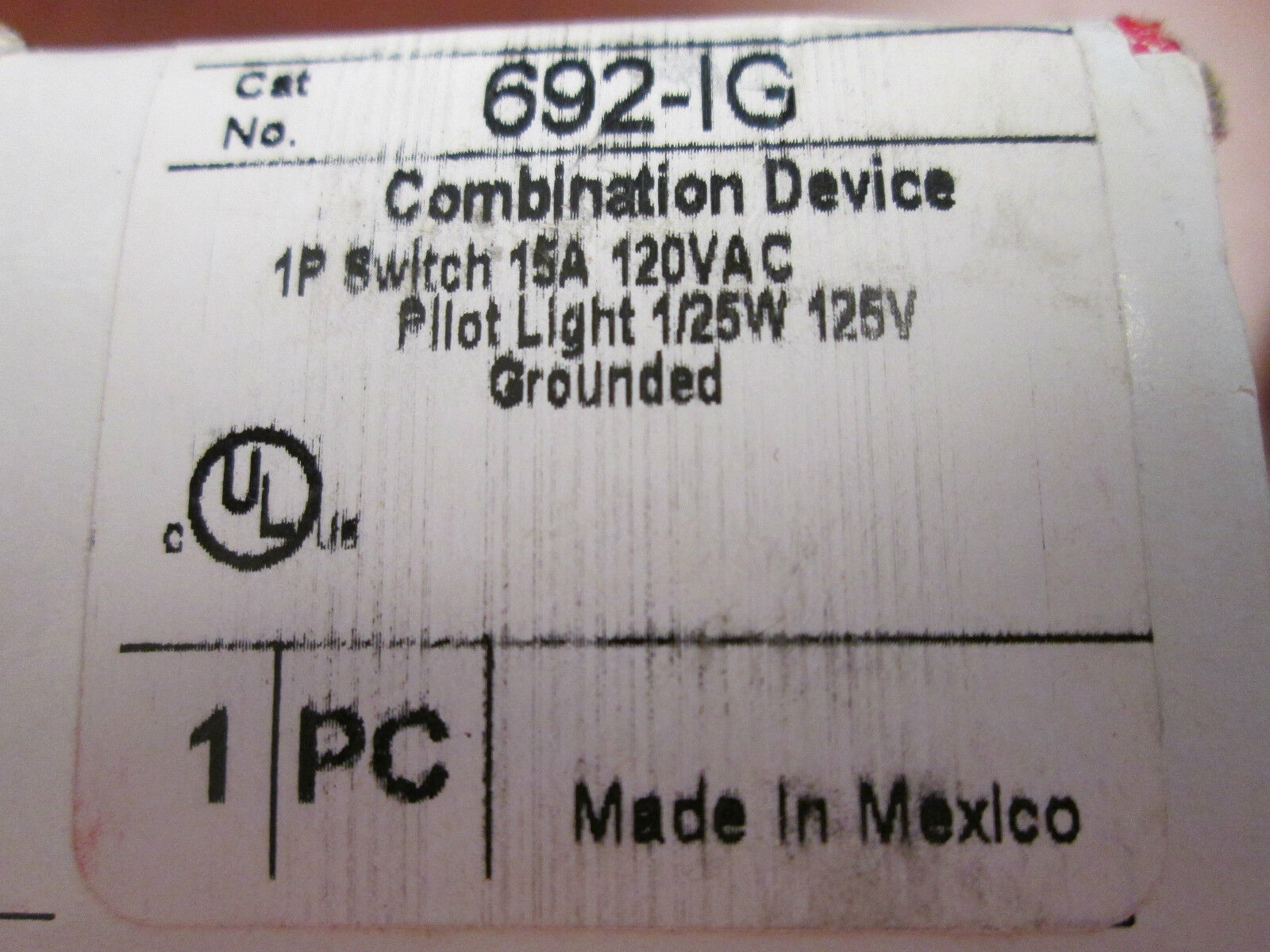Legrand Switch & Pilot Light 692-IG 1 Pole 15A 120V Lot of 2 New Surplus