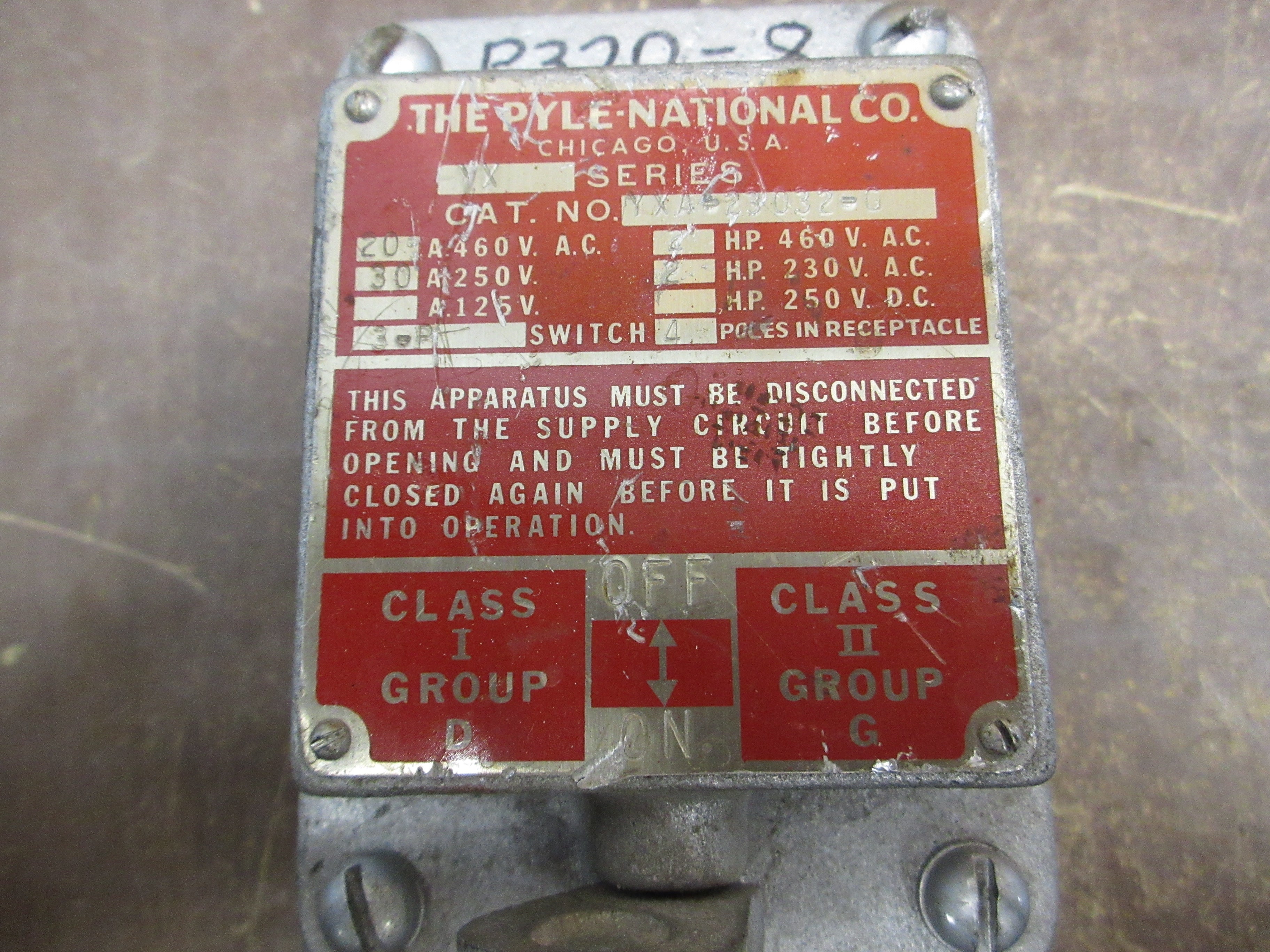 Pyle-National Explosion-Proof Receptacle YXA-23032-G 20A/30A 600V/250V 4P Used