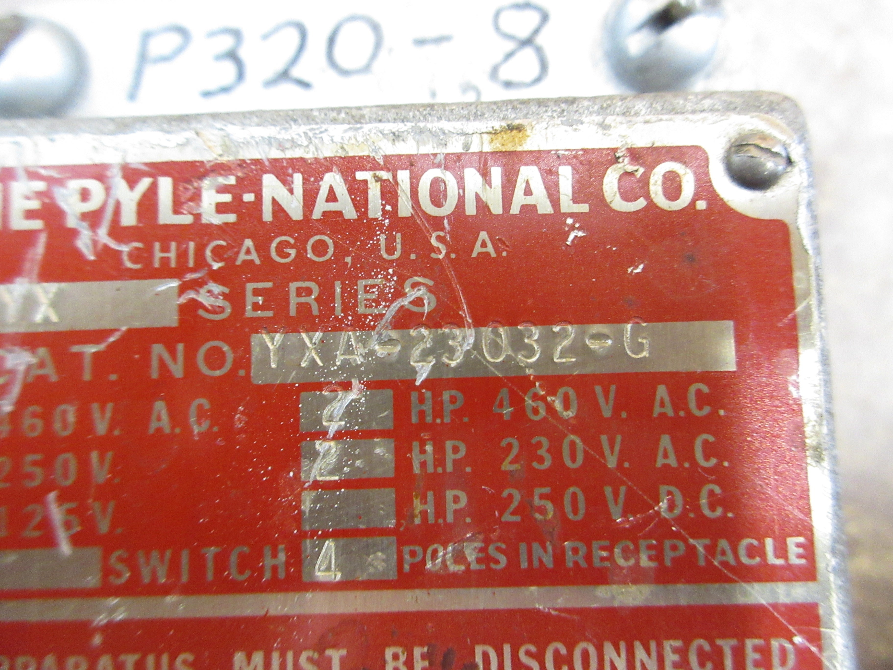 Pyle-National Explosion-Proof Receptacle YXA-23032-G 20A/30A 600V/250V 4P Used