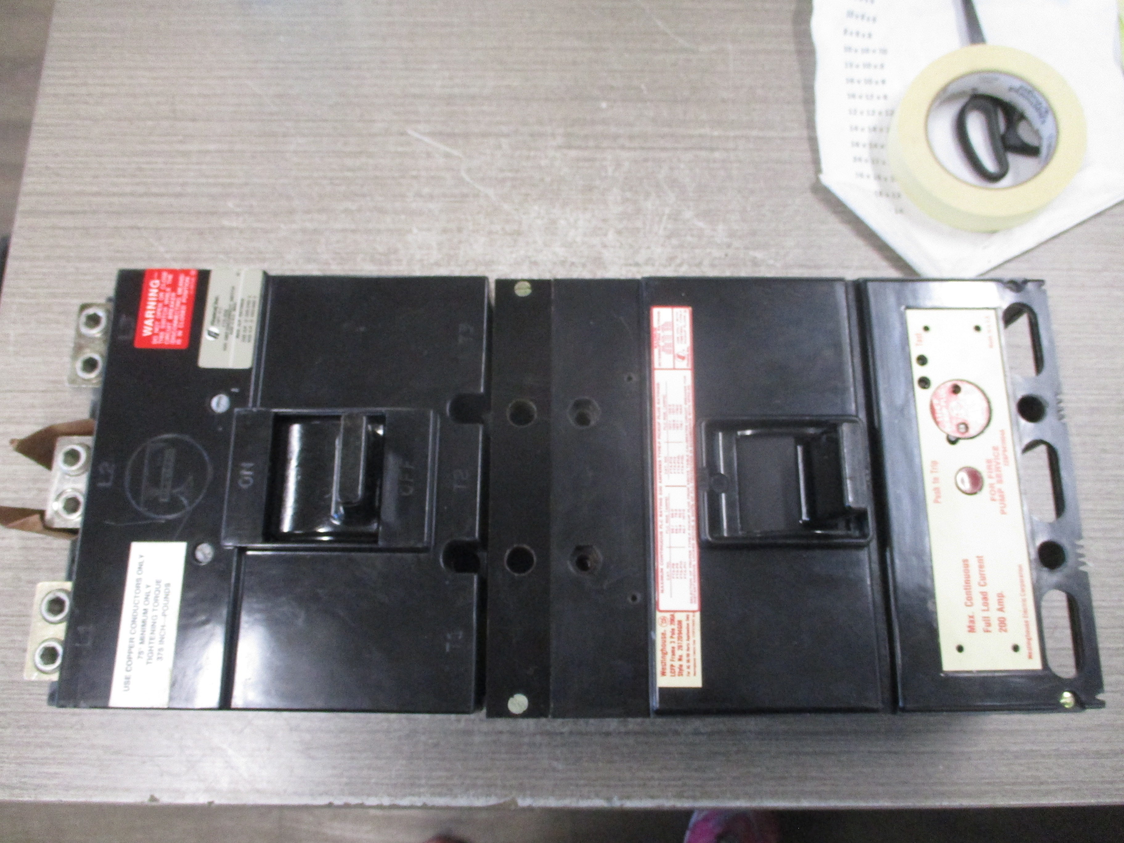 Westinghouse Circuit Breaker 2612D94G08 200A 600V 3P