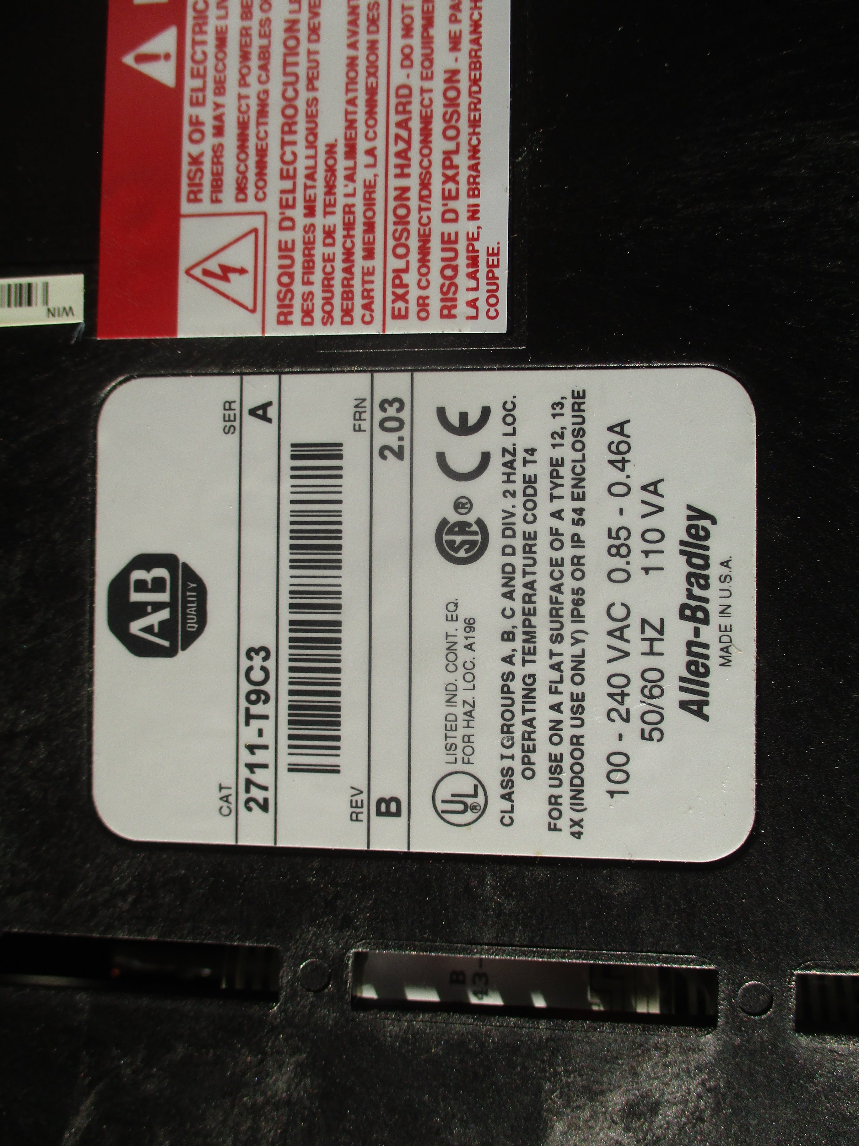 Allen-Bradley PanelView 900 2711-T9C3 Ser. A Rev. B FRN: 2.03 Used