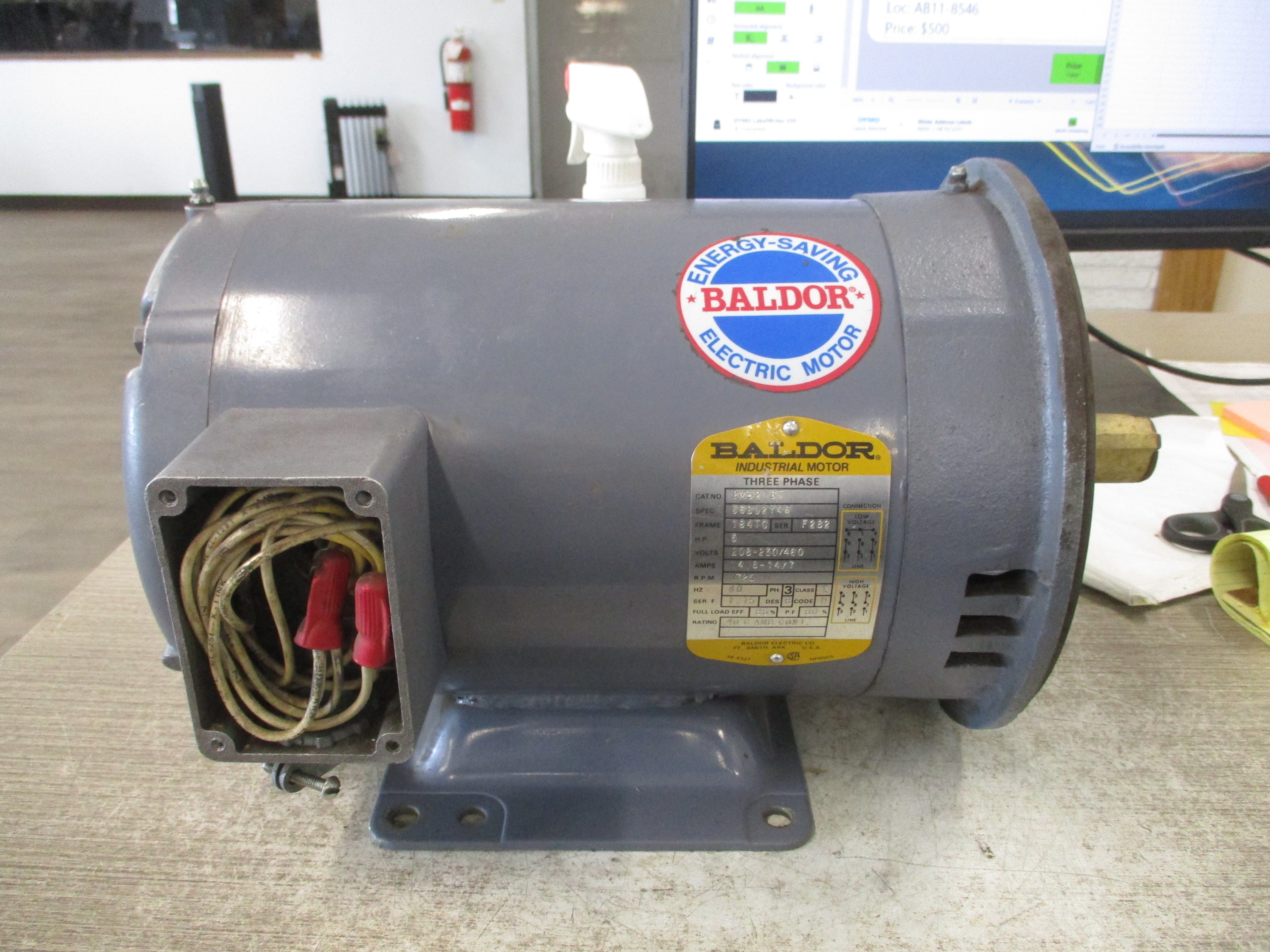 Baldor Motor CM3218T 5HP 208-230/460V 14.8-14/7A 1800RPM 60Hz 3Ph Frame: 184TC