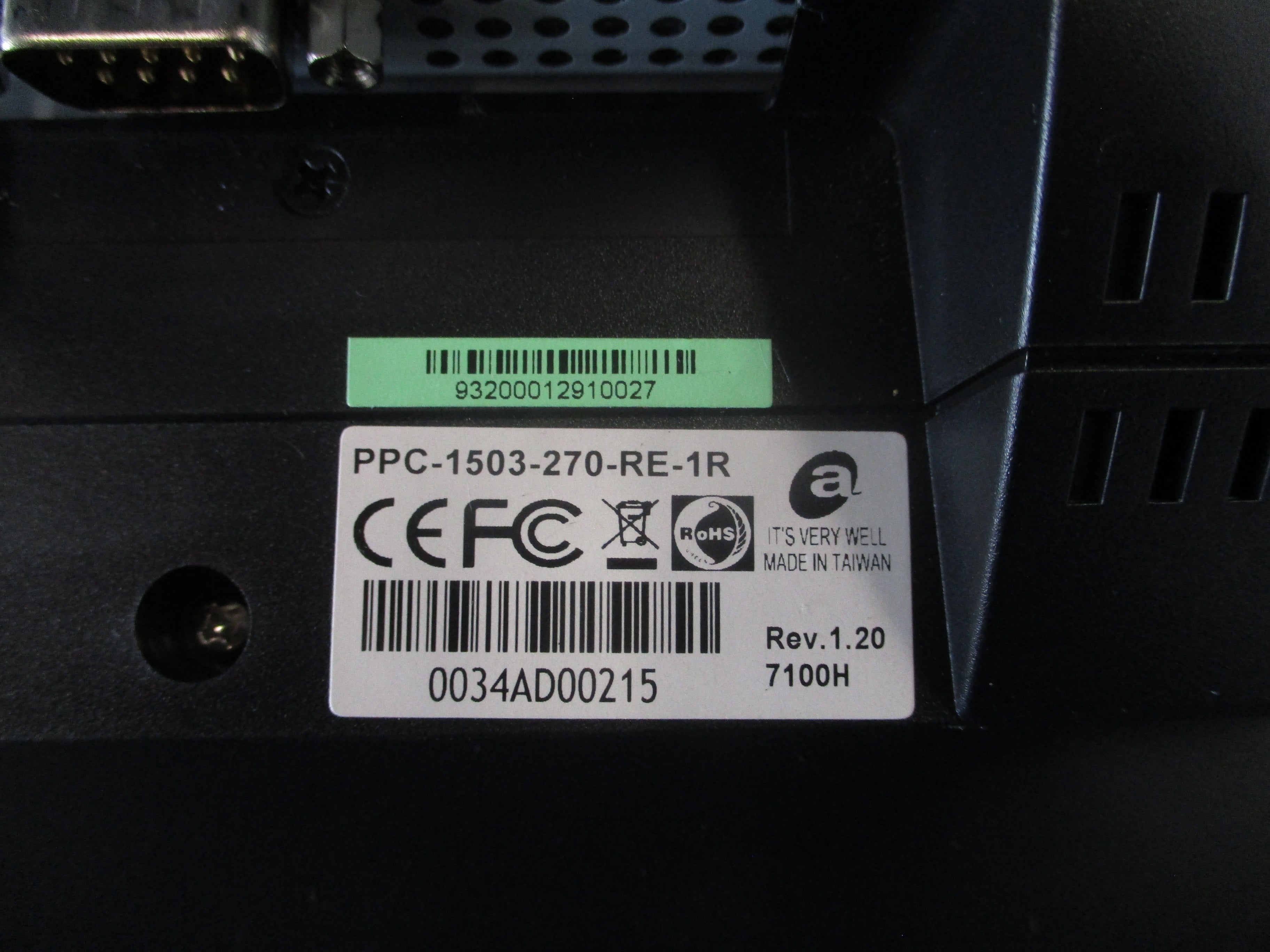 Advantech/LayerZero Panel PC PPC-1503-270-RE-1R Rev. 1.20 W/Front Enclosure Used