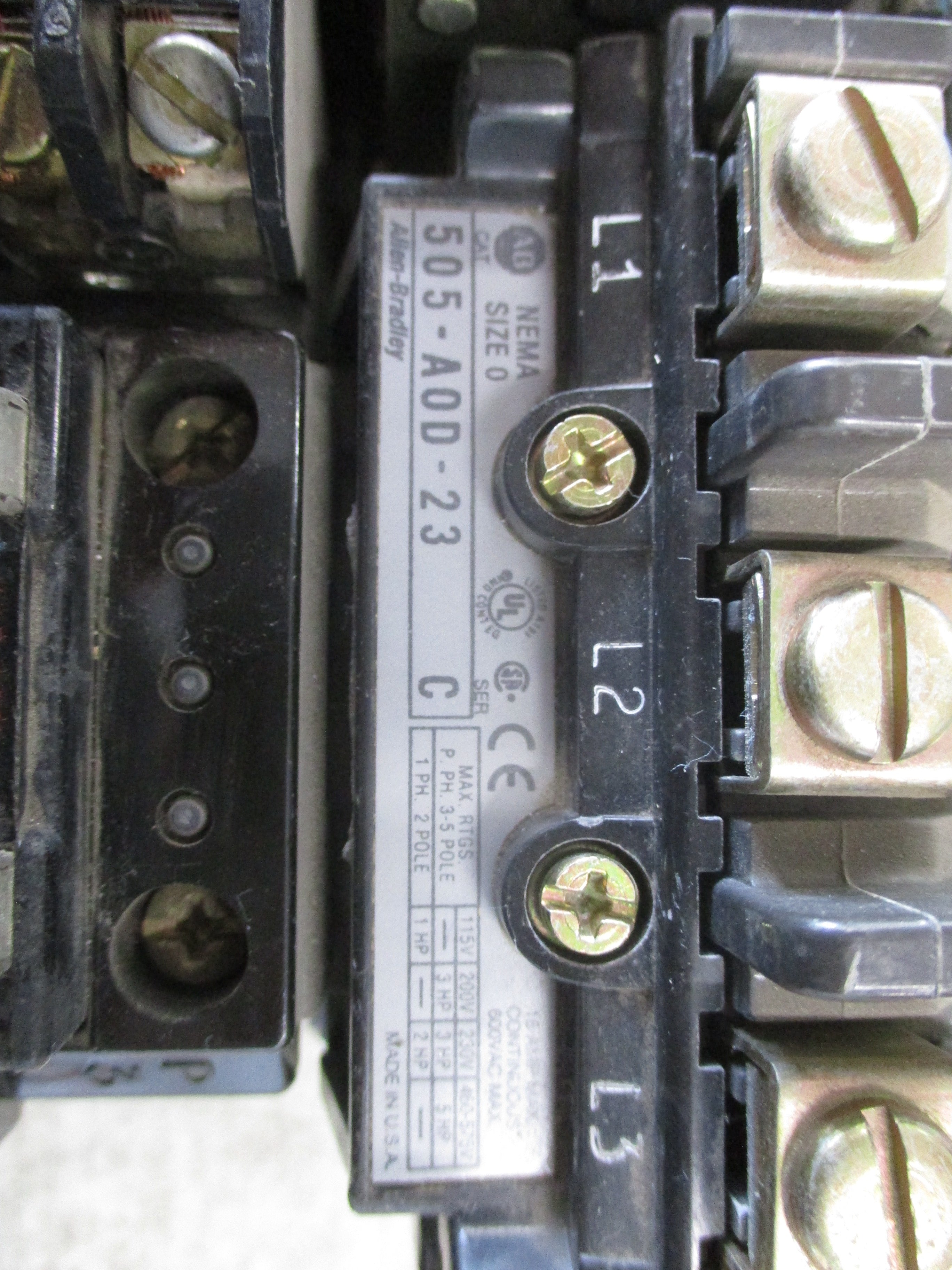 Allen-Bradley Size 0 Reversing Contactor 505-AOD-23 Ser. C 115-120V Coil 18A