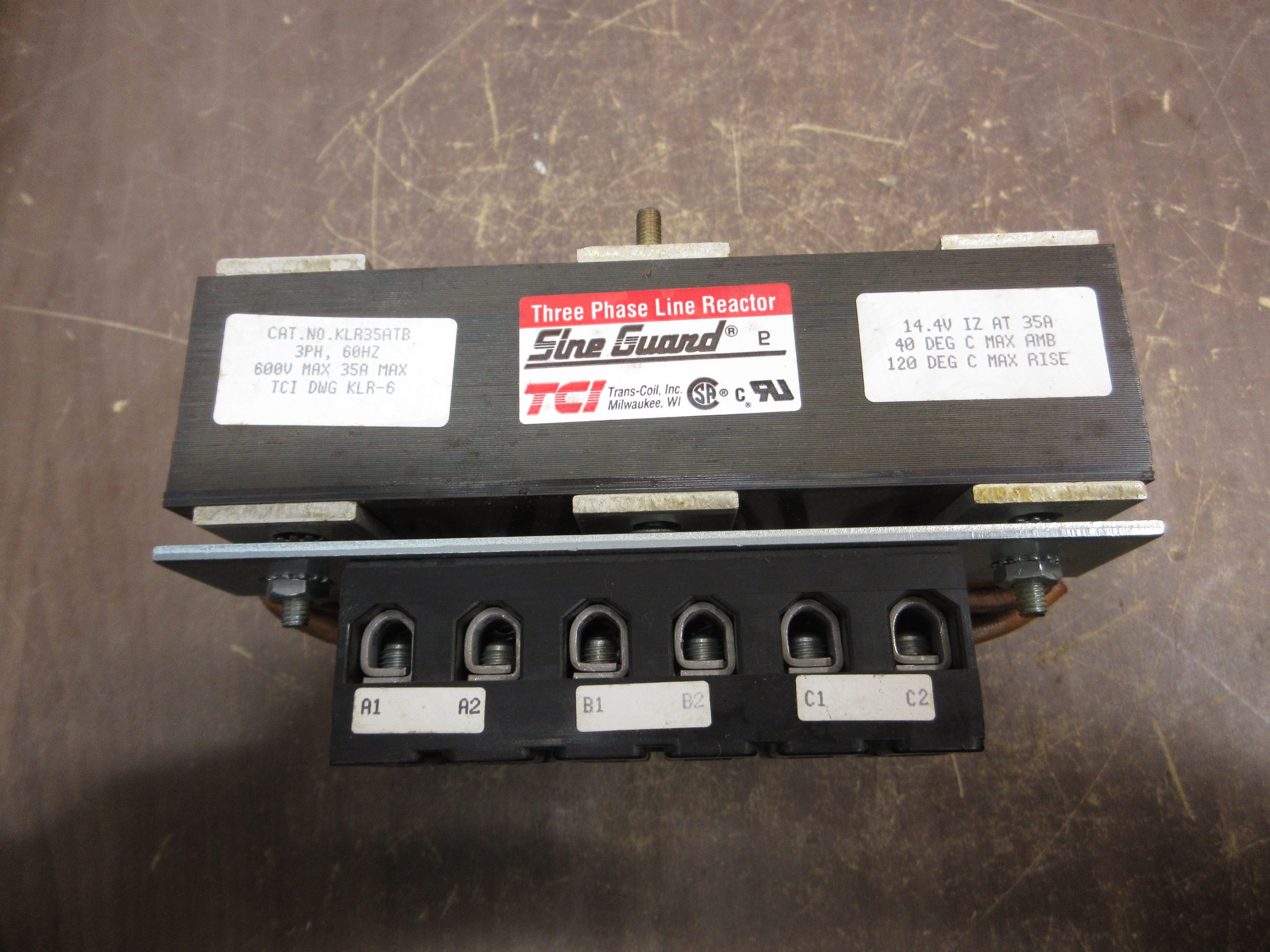 TCI Sine Guard 3Ph Line Reactor KLR35ATB 35A 600V 3Ph Used