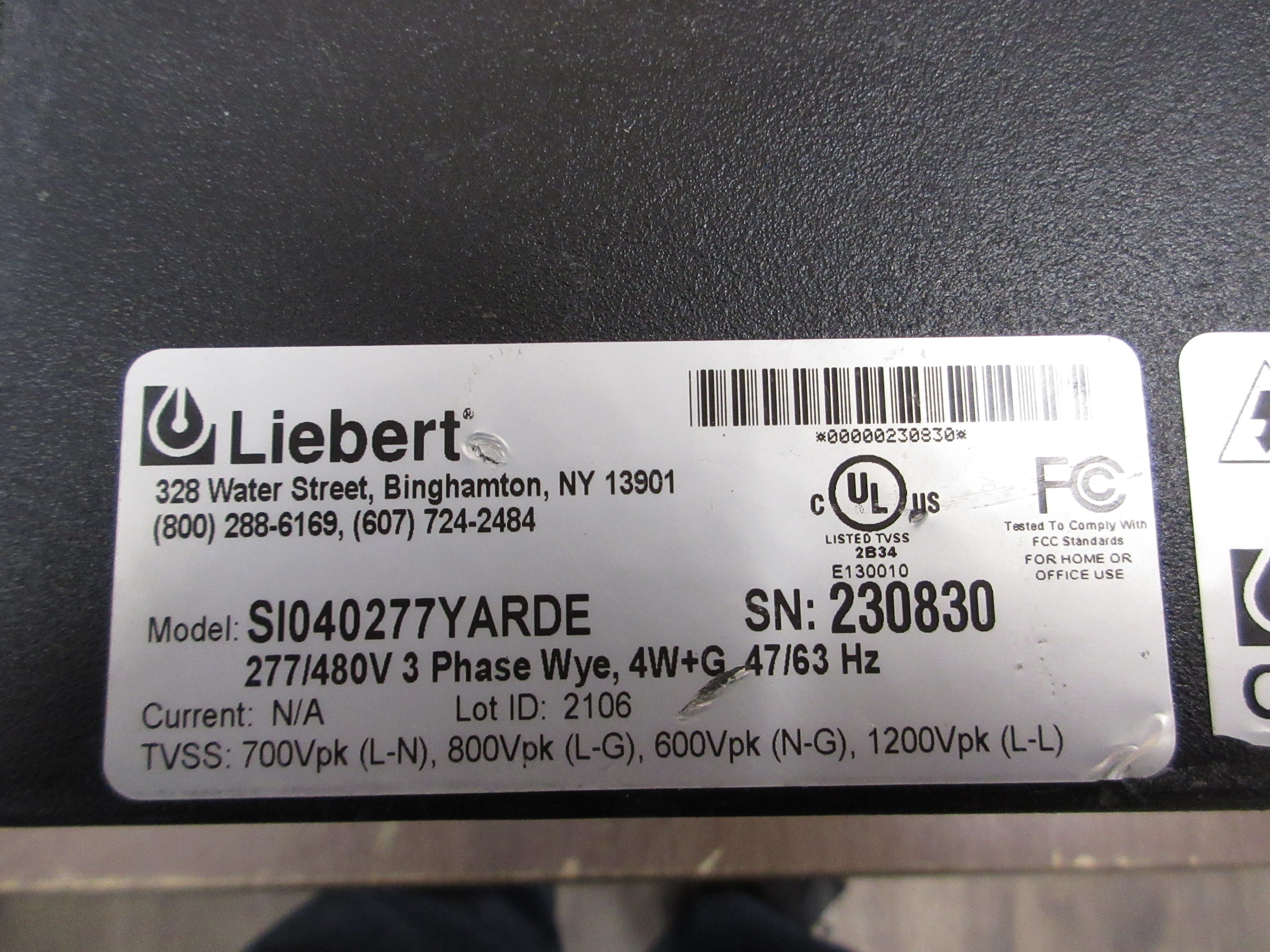 Liebert Interceptor Surge Suppressor SI040277YARDE 277/480V 3Ph 4W+G 47/63Hz