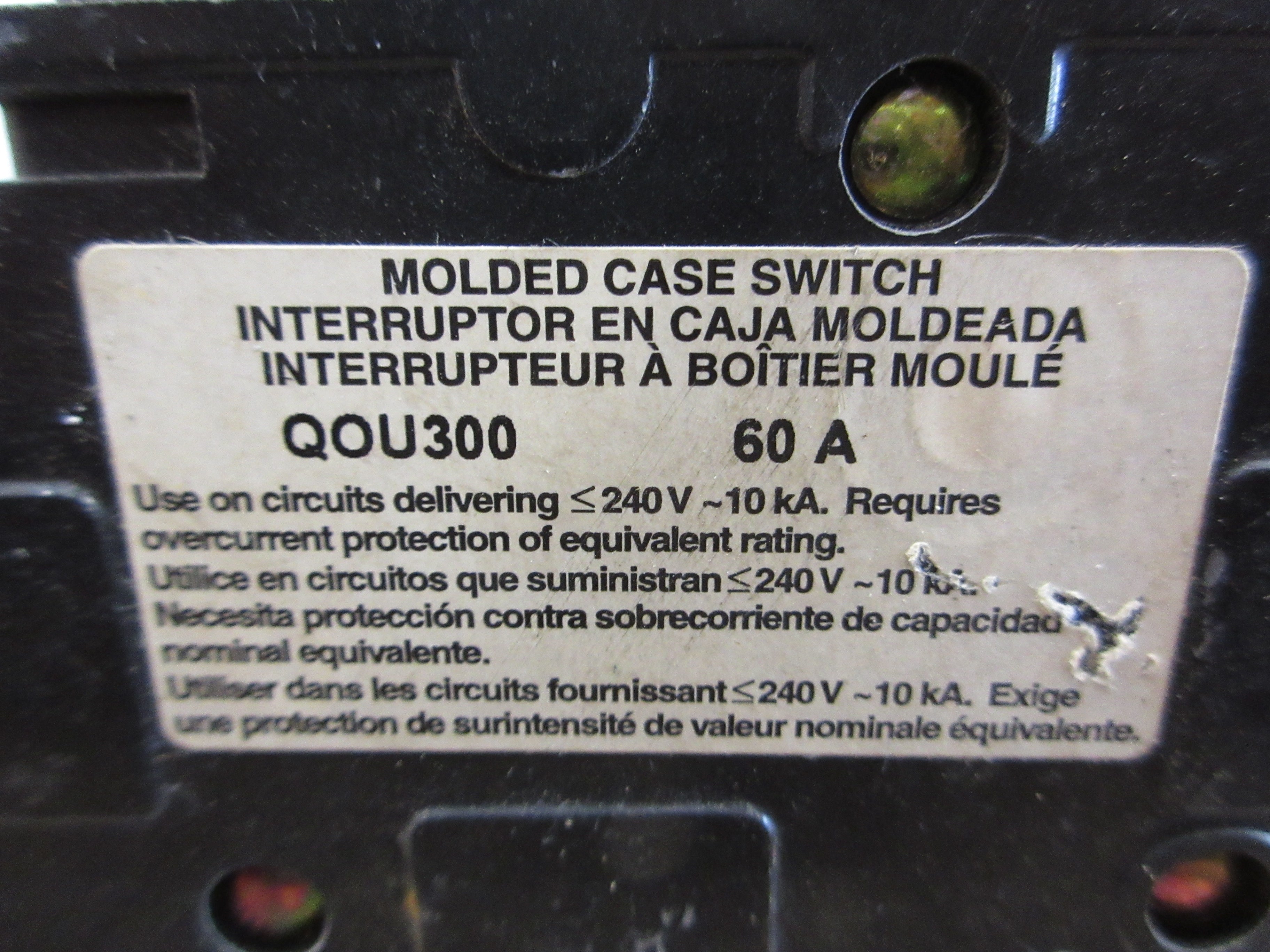 Square D Circuit Breaker QOU300 60A 240V 3P Used