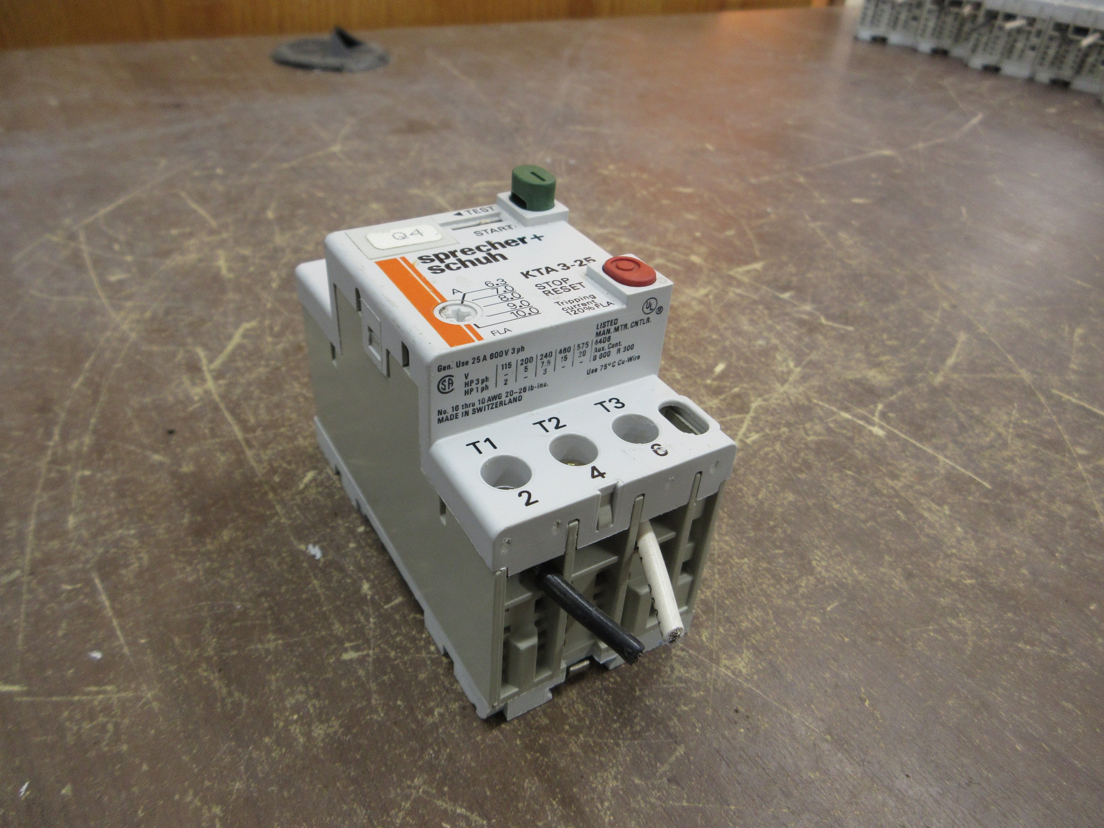 Sprecher+Schuh Manual Starter KTA3-25-10 Trip: 6.3-10.0A Used