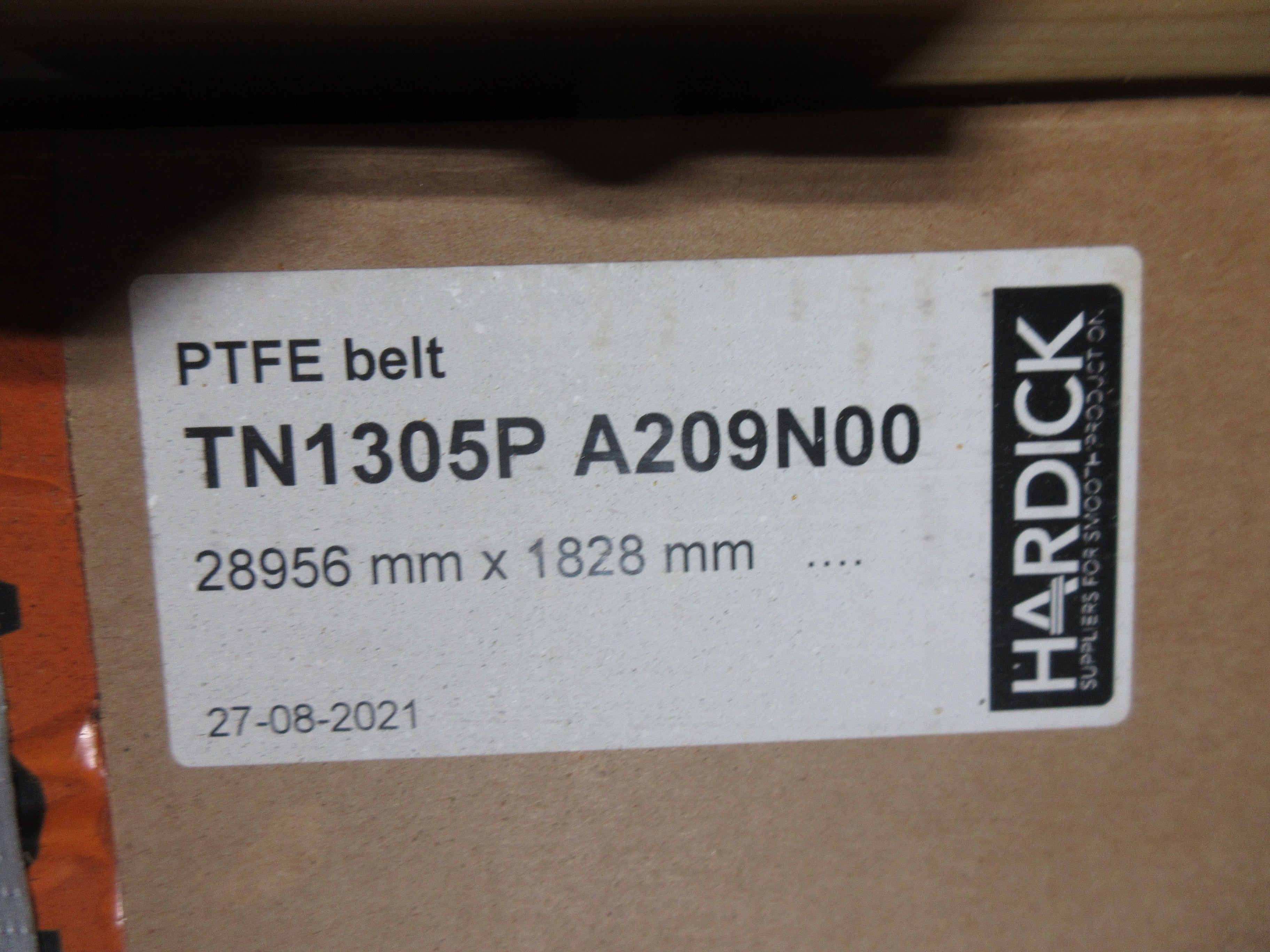 Hardick PTFE Belt TN1305P A209N00 Width: 1828mm Length: 28,956mm New Surplus