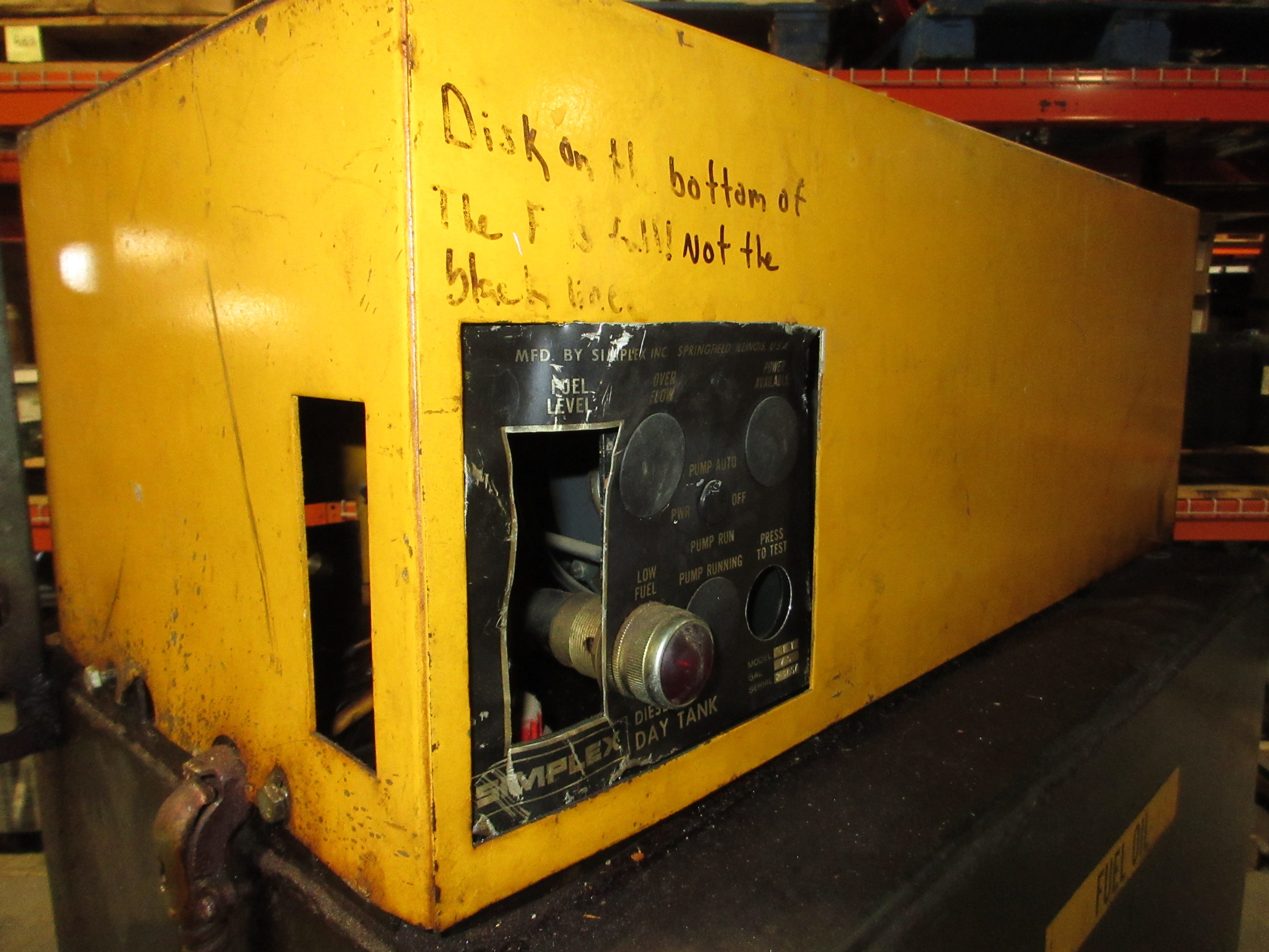Simplex Diesel Day Tank SFT 75 Gallon Used