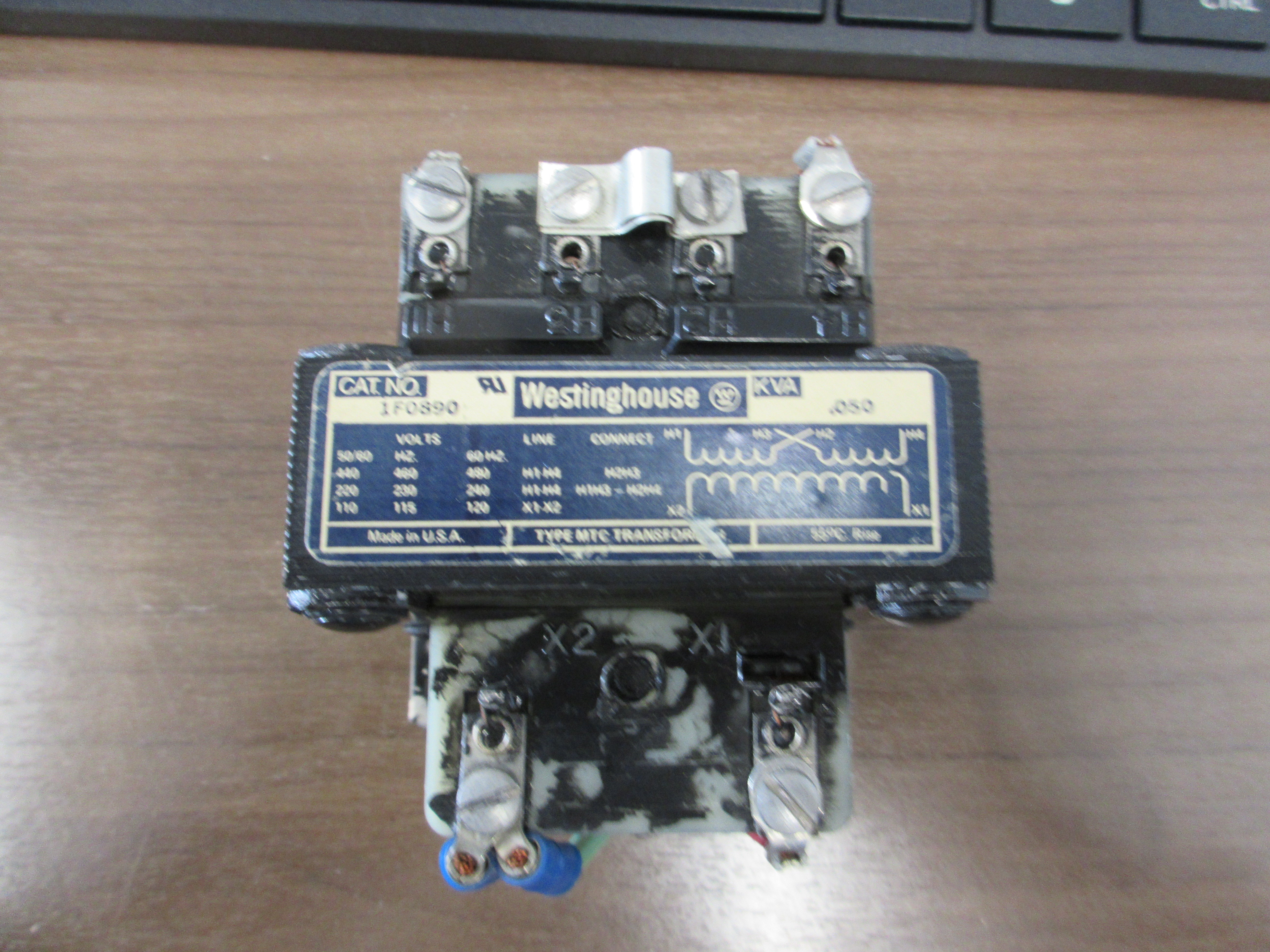 Westinghouse Type MTC Transformer 1F0890 0.050KVA Pri: 240/480V Sec: 120V Used