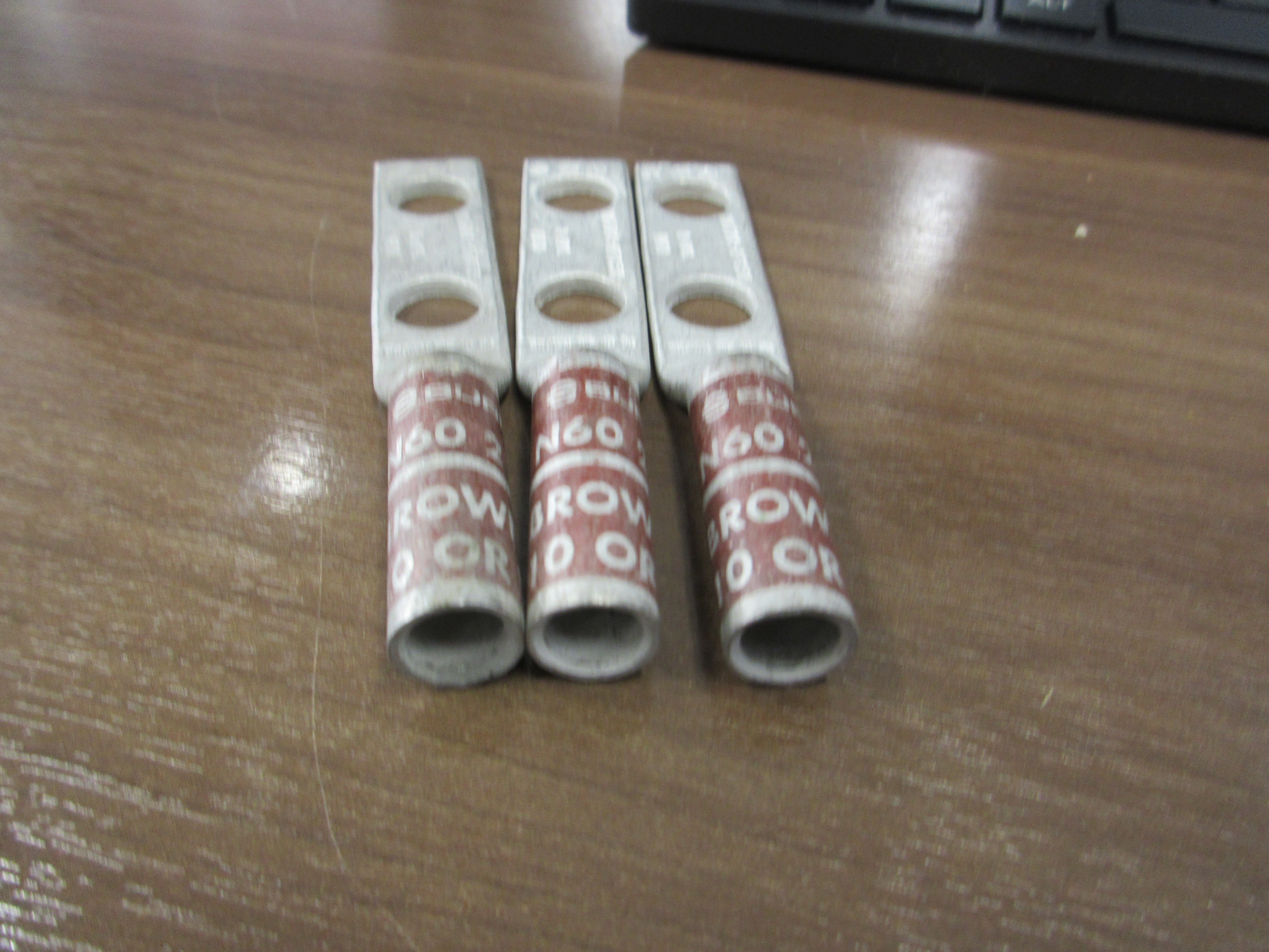 Burndy Crimp Lug YAZ2C-2TC38 2- Hole 2 AWG * Lot of 3 * * No  Box * New Surplus
