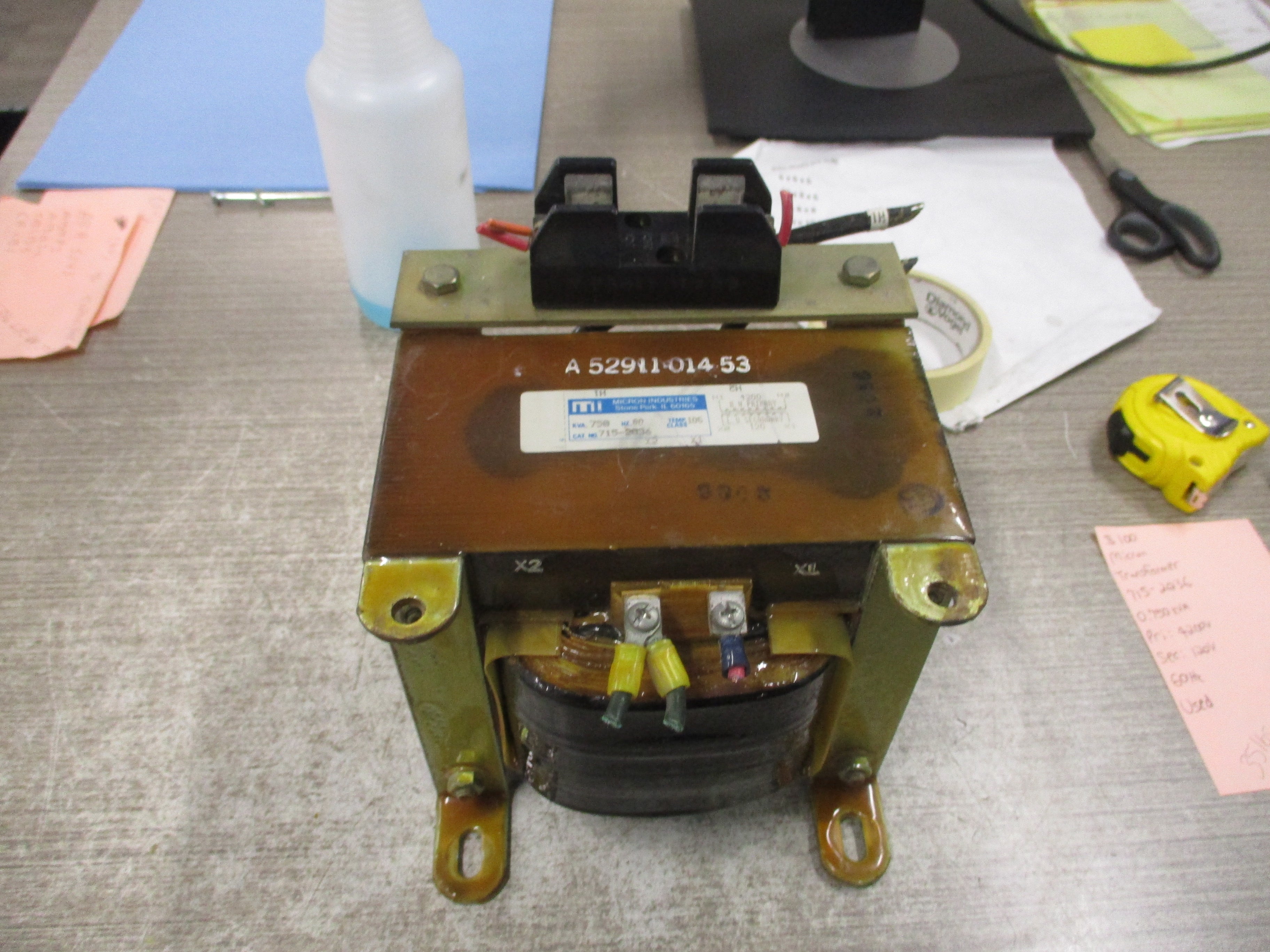 Micron Transformer 715-2036 0.750KVA Pri: 4200V Sec: 120V 60Hz Used