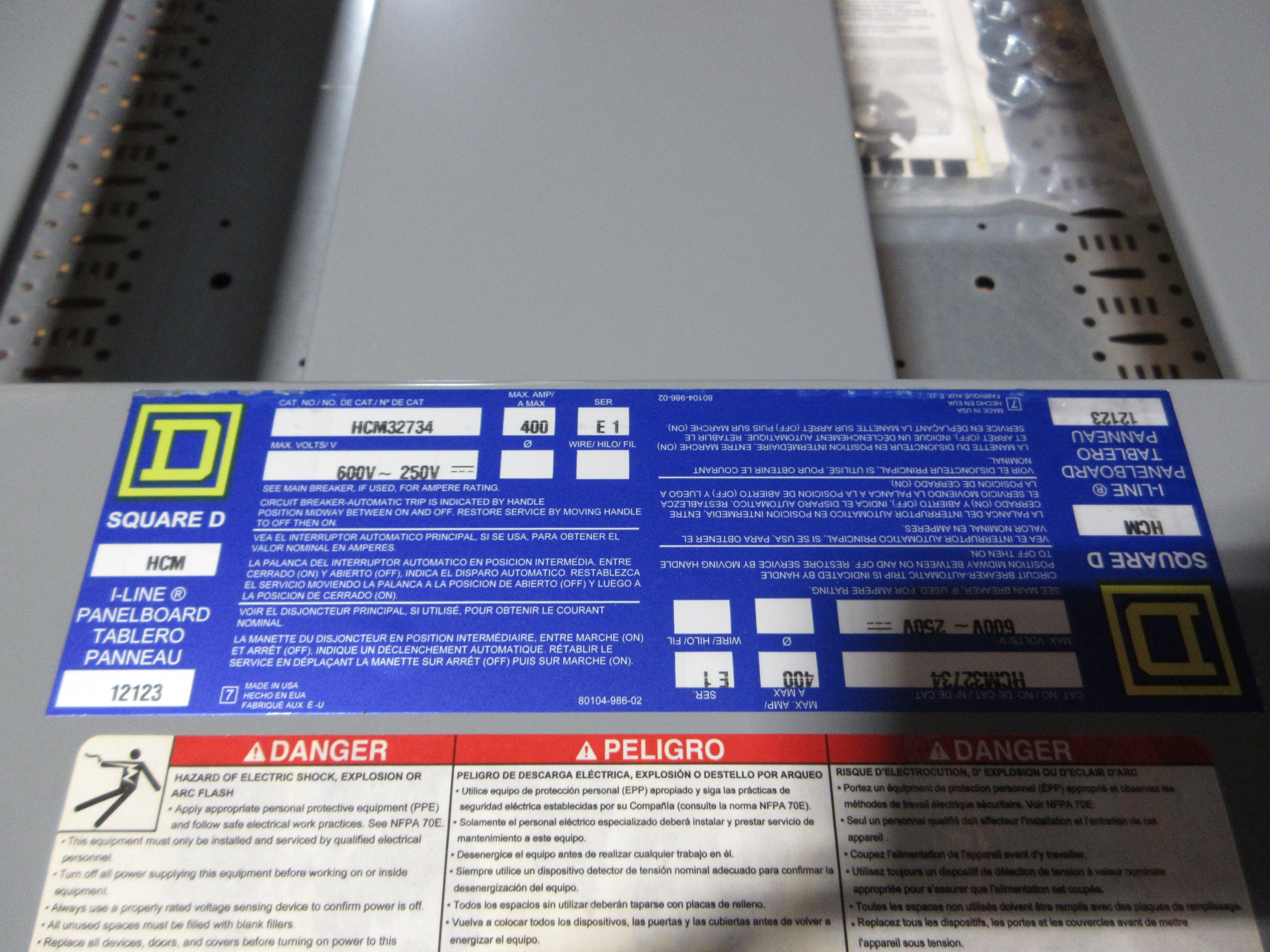 Square D I-Line Panelboard Interior HCM32734 Ser. E1 400A New Surplus