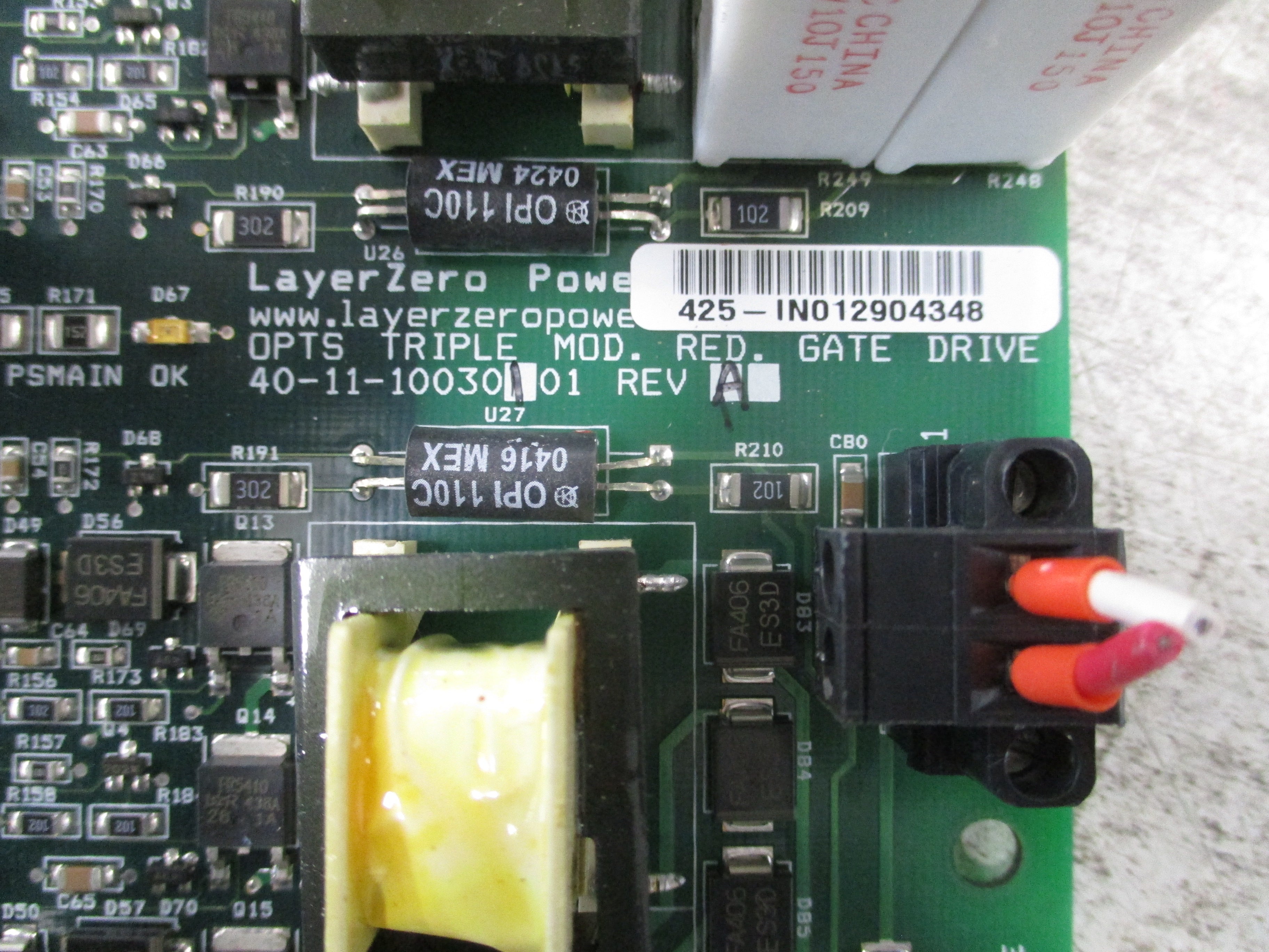 LayerZero OPTS Triple Mod. Red. Gate Drive Board 40-11-10030101 Rev. A Used