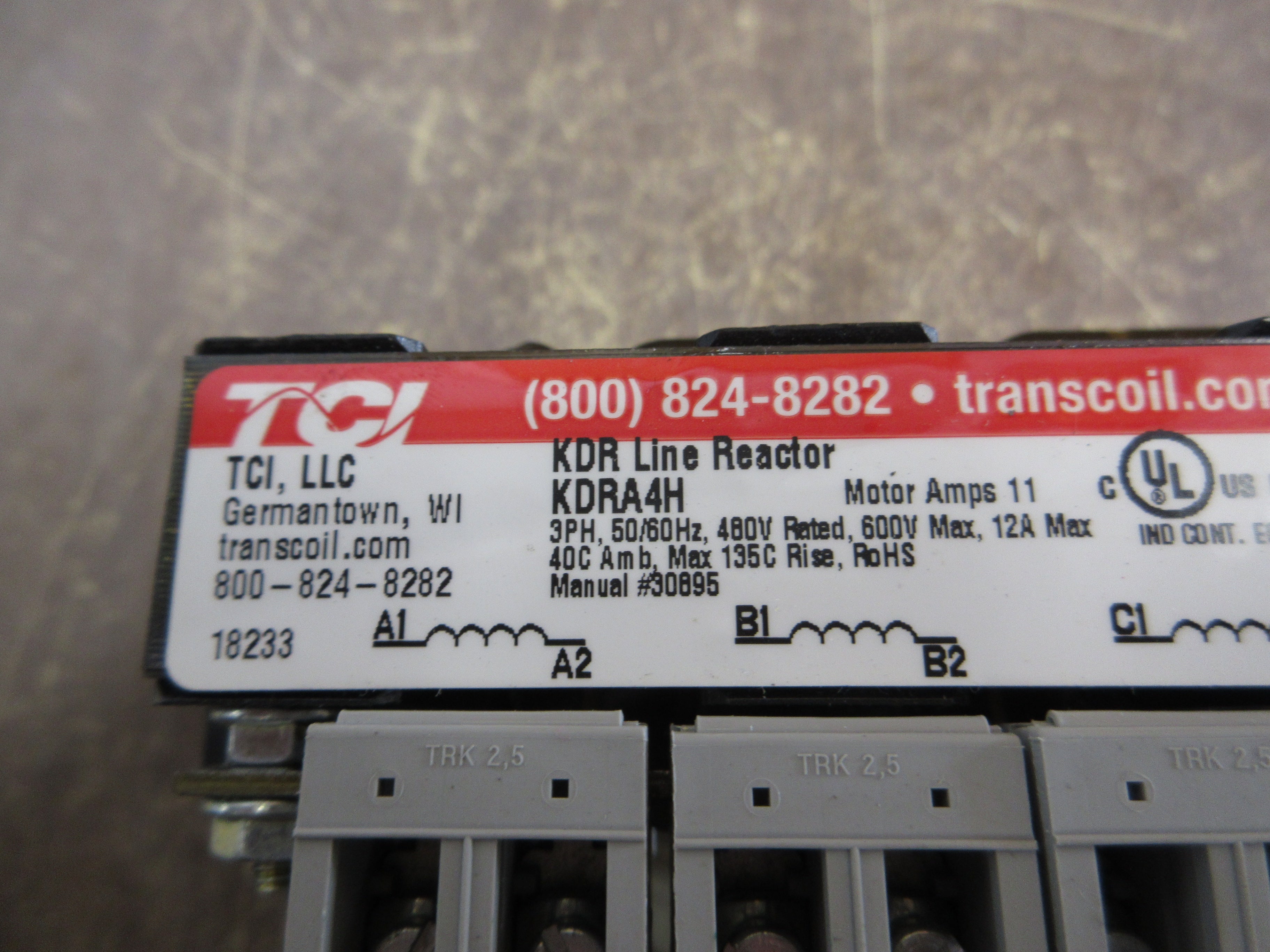 TCI KDR Line Reactor KDRA4H 11A Motor 480V 3Ph 60Hz Used