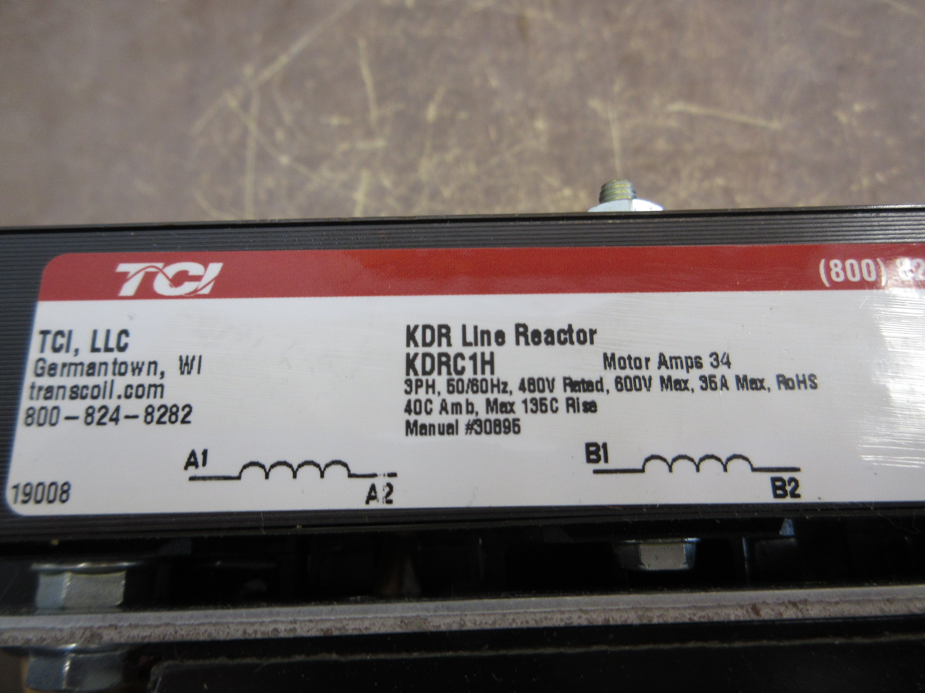 TCI KDR Line Reactor KDRC1H 34A Motor 480V 3Ph 50/60Hz Used