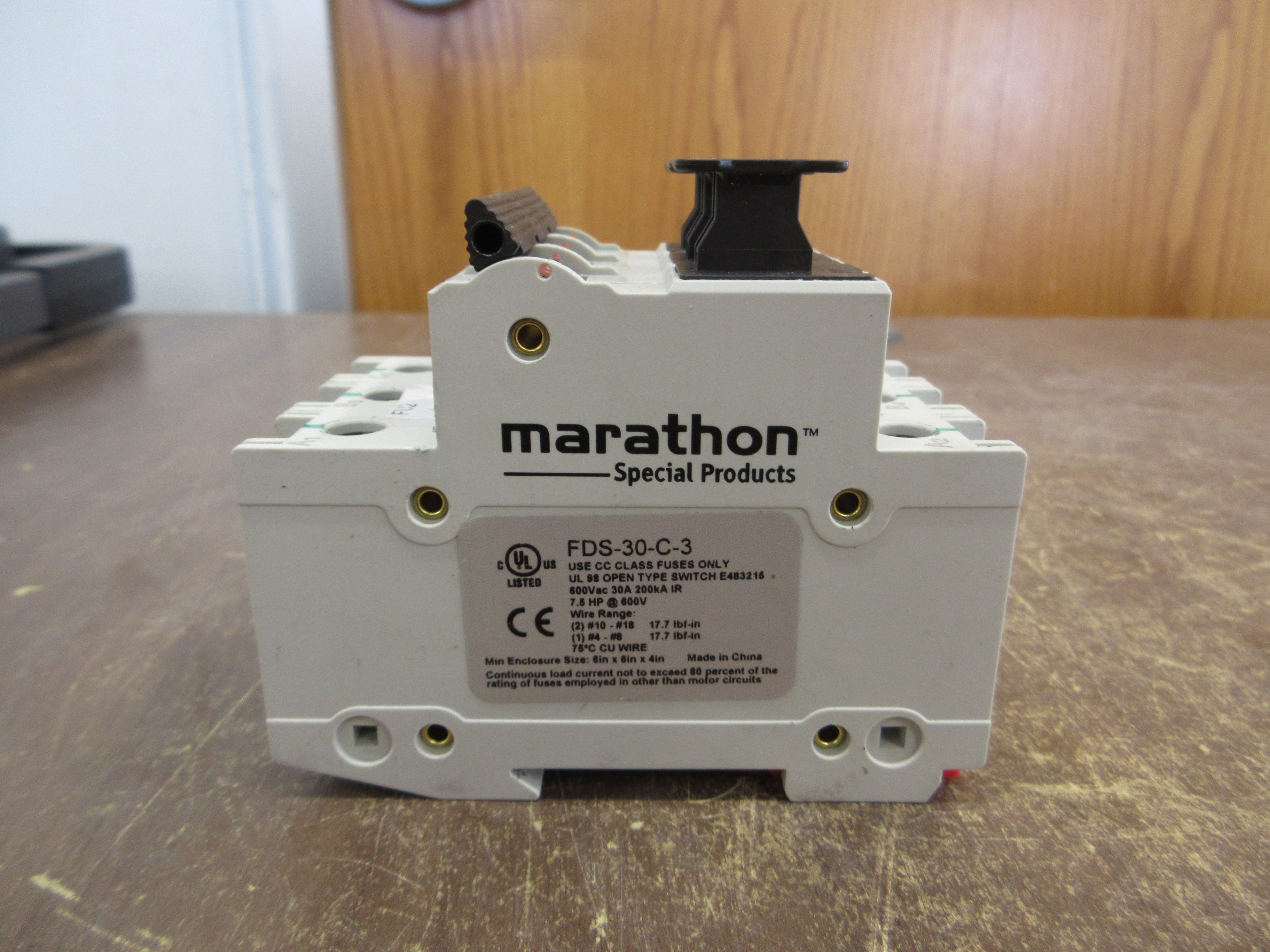 Marathon Fused Circuit Breaker FDS-30-C-3 30A 600V 3P Used