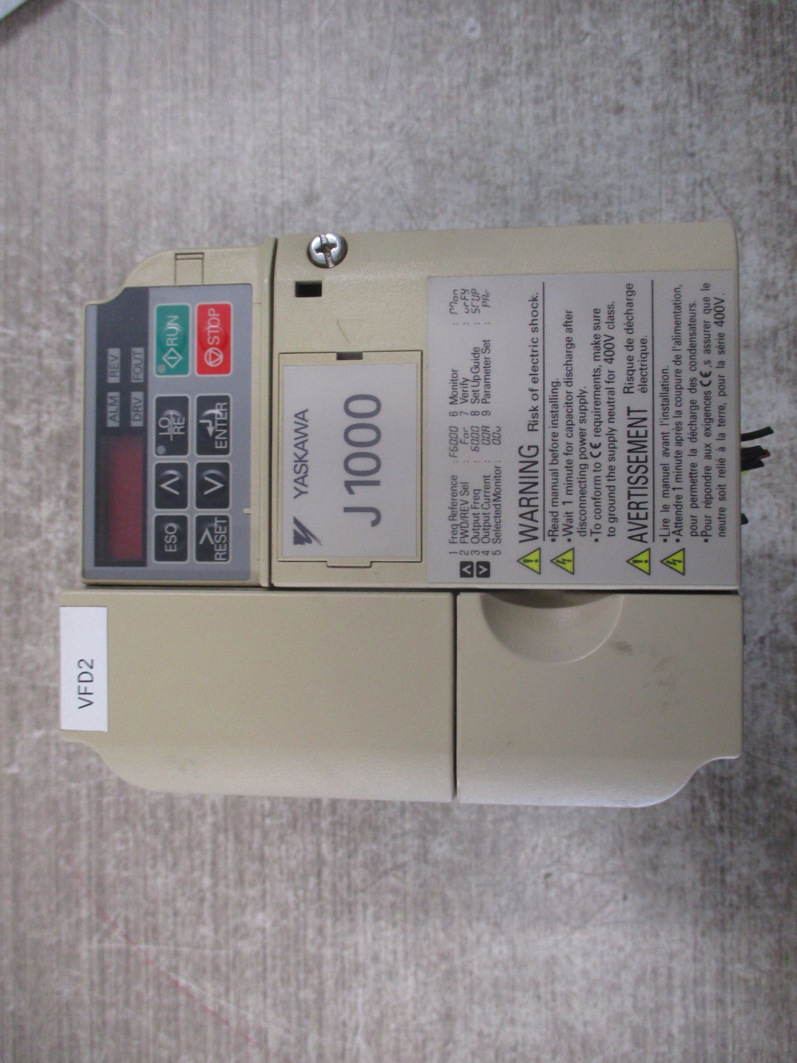 Yaskawa J1000 AC Drive CIMR-JU2A0010BAA 2HP 3Ph Input: AC3PH 200-240V 50/60HZ